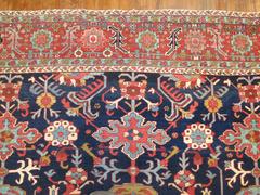 Zabihi Collection Persian Serapi Oversize Navy 19th Century Carpet
