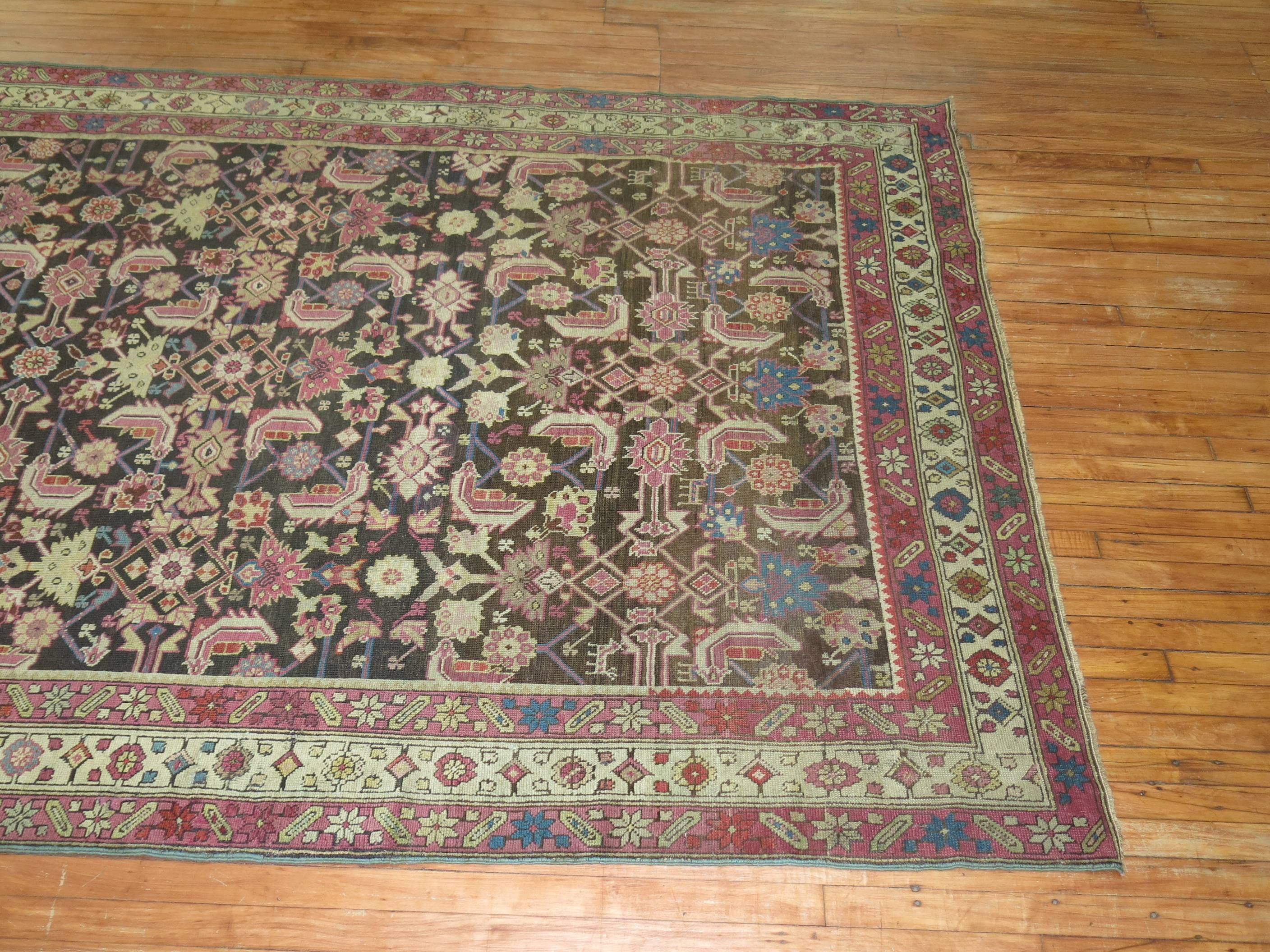 Malayer Brown Field Lavender Accent 20th Century Karabagh Rug For Sale