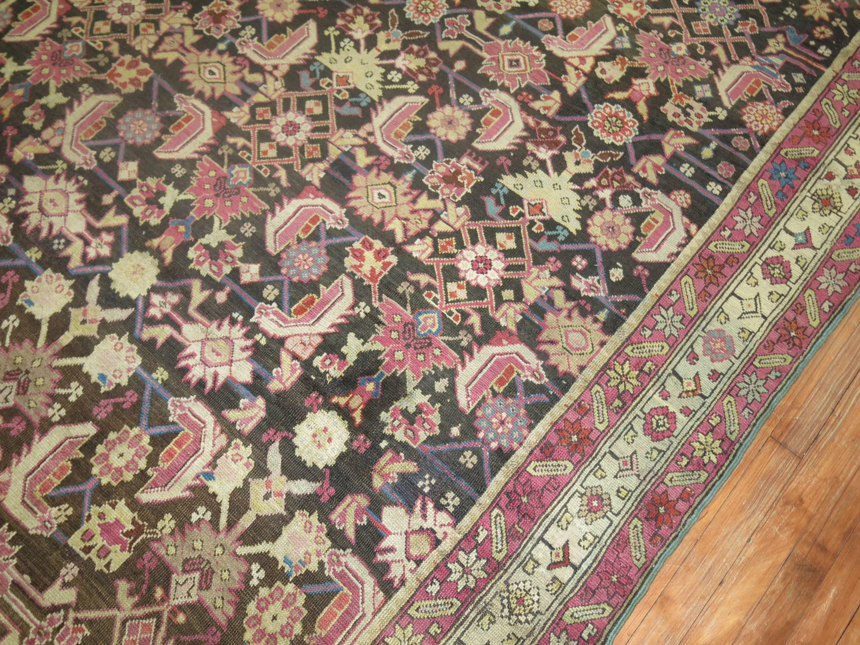 20ième siècle Tapis Karabagh du 20ème siècle à motif champ marron et lavande en vente