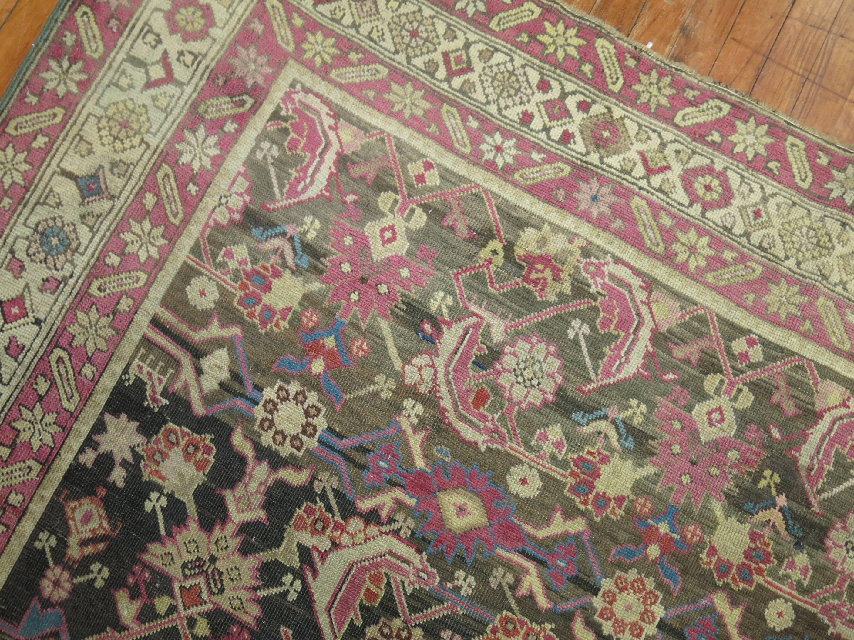 Brown Field Lavender Accent 20th Century Karabagh Rug For Sale 1