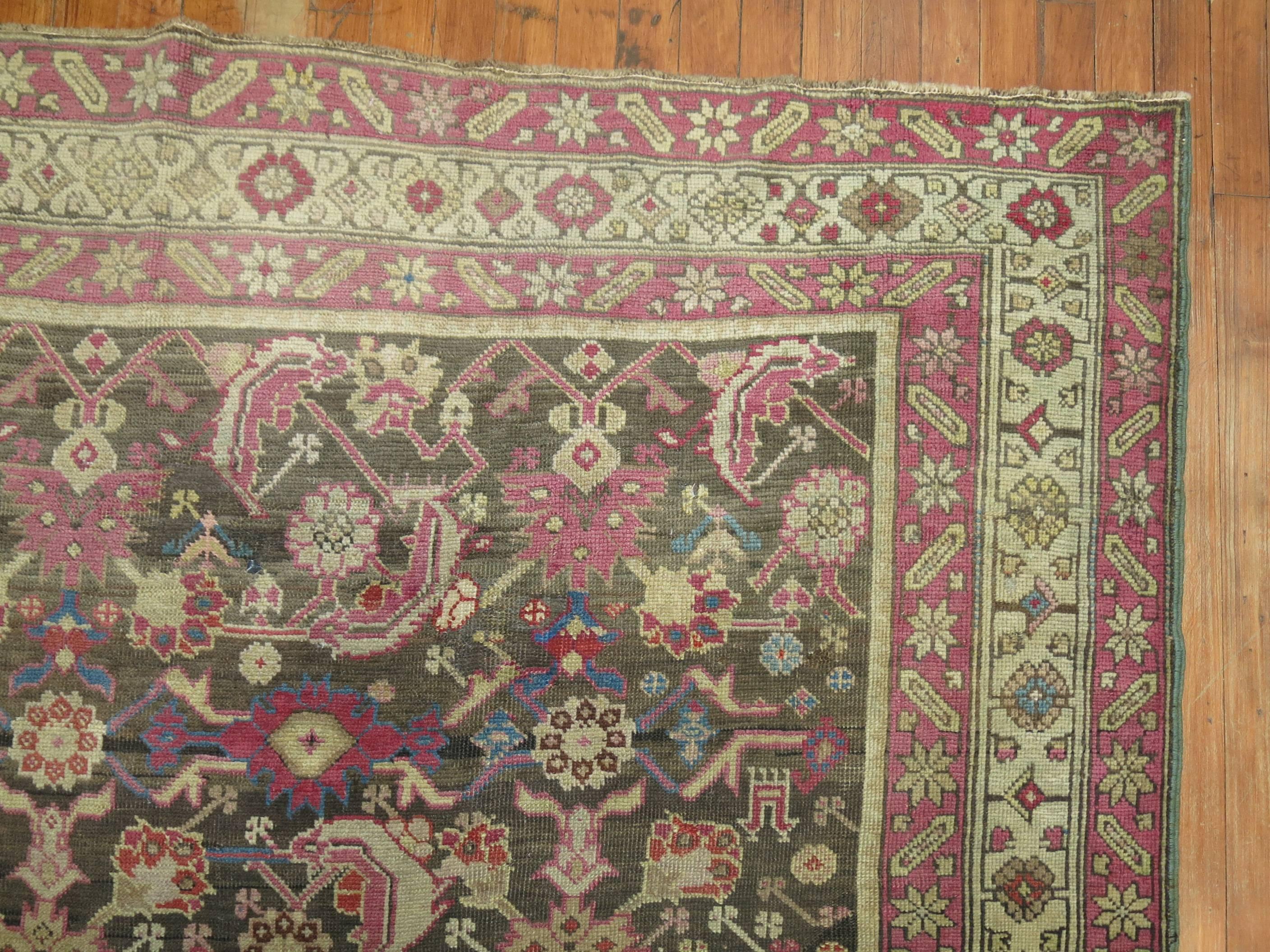 Brown Field Lavender Accent 20th Century Karabagh Rug For Sale 2