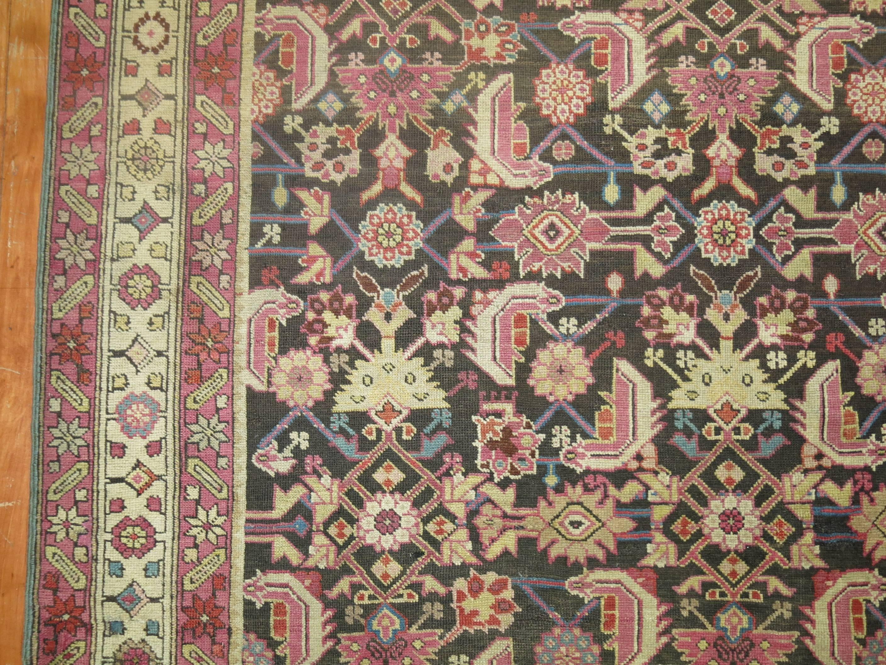 Tapis Karabagh du 20ème siècle à motif champ marron et lavande en vente 2