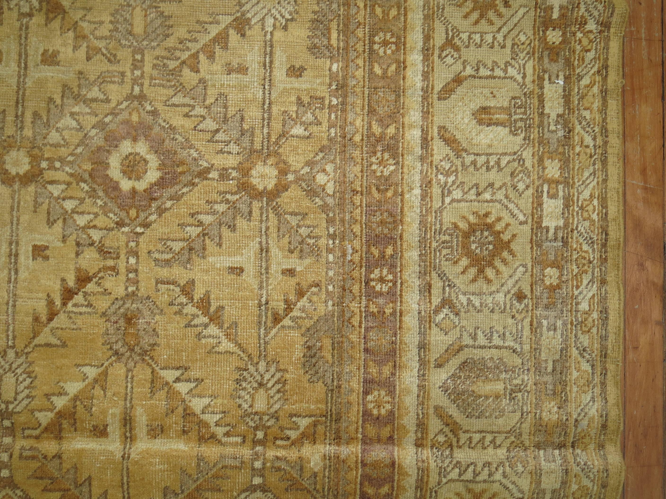 Wool Straw Antique Khotan Rug, Early 20th Century For Sale