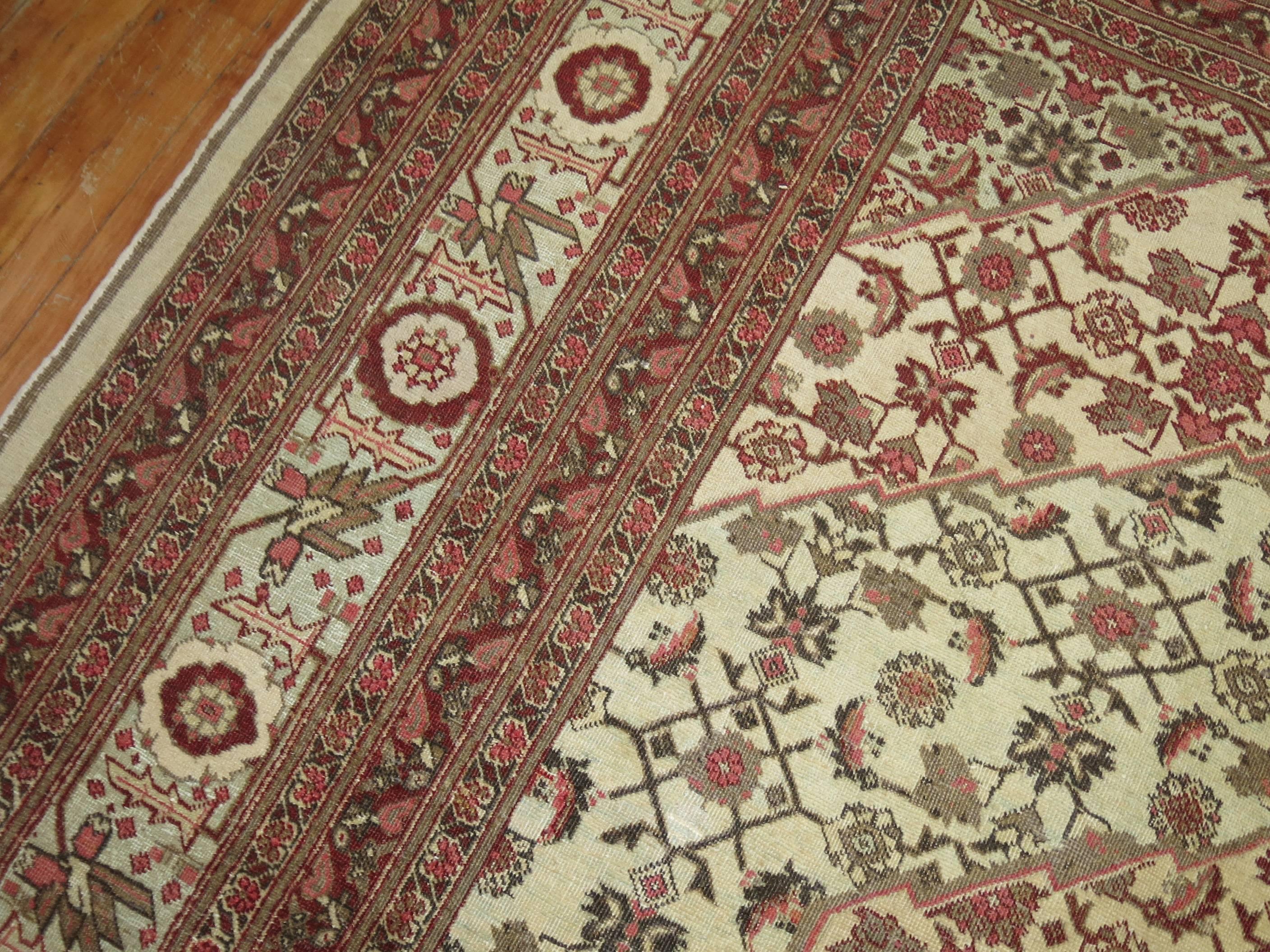 20th Century Pistachio Field Persian Tabriz Mahi Fish Carpet For Sale