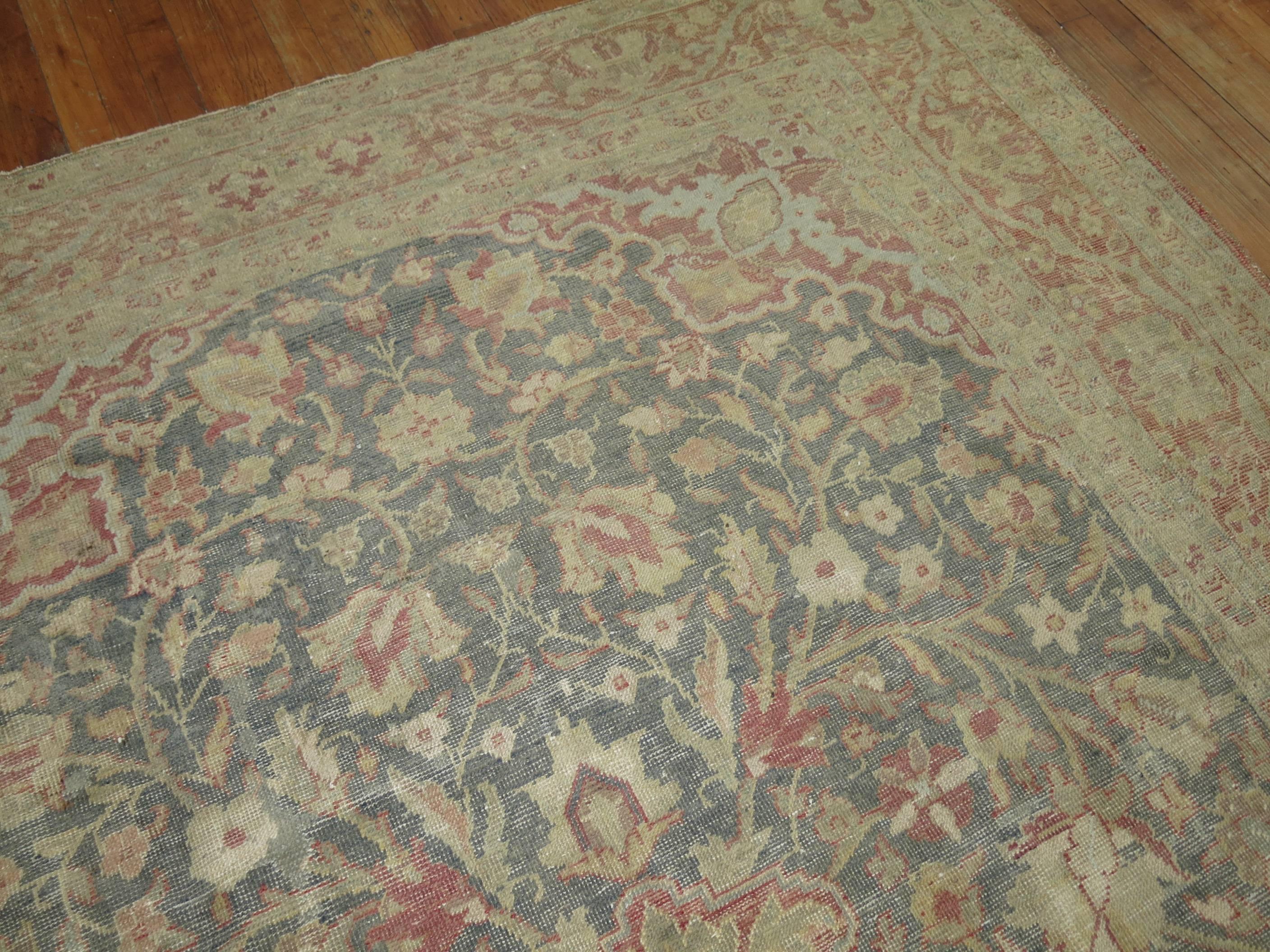 20th Century Earth Tone Room Size Vintage Turkish Rug For Sale