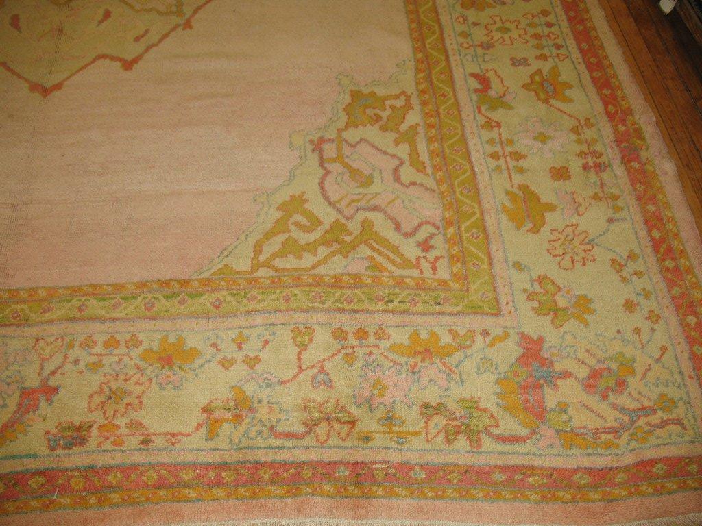 Pink Antique Turkish Oushak Medallion Rug In Excellent Condition In New York, NY