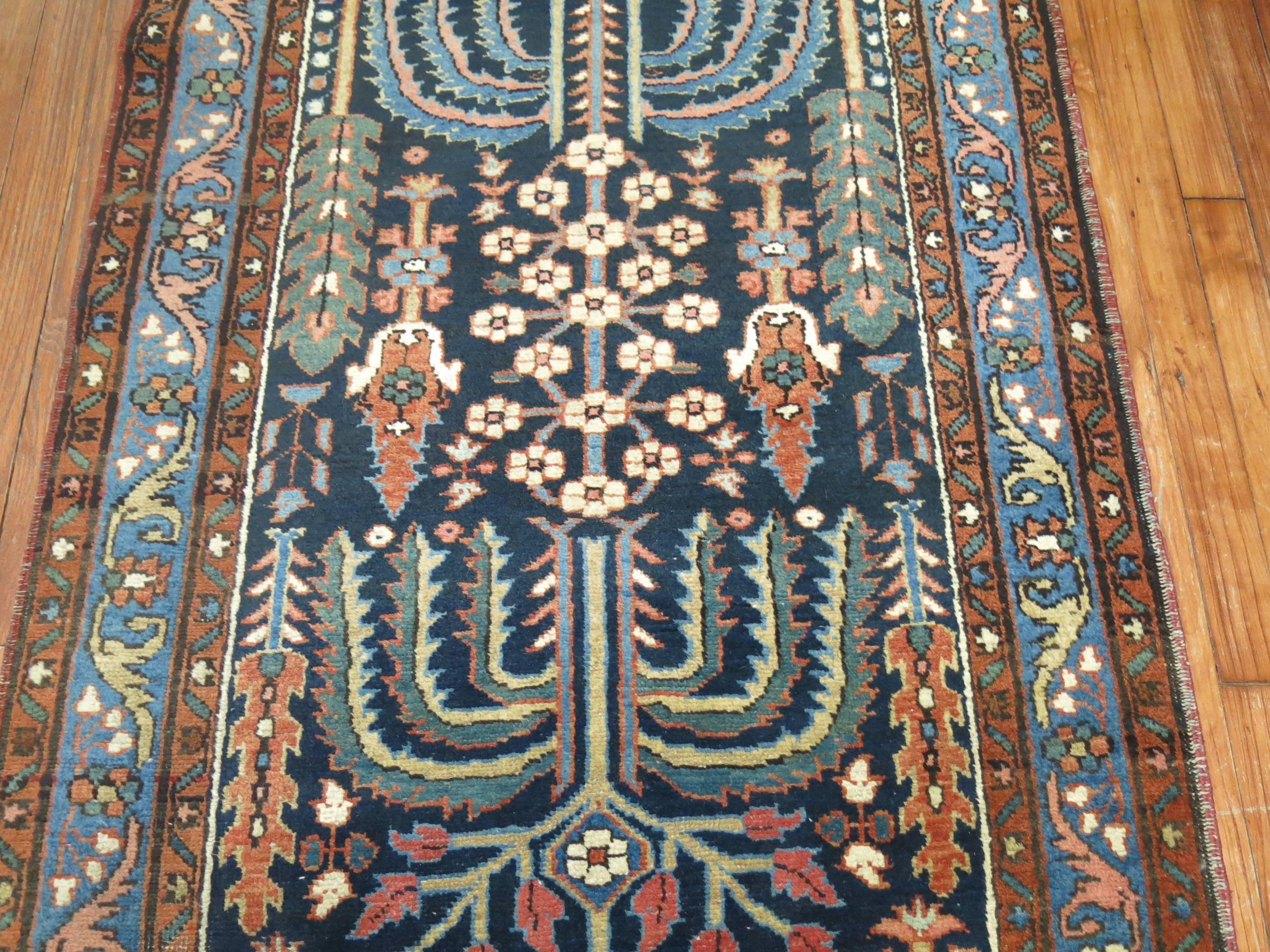 Hand-Knotted Antique Tabriz Tree of Life Runner