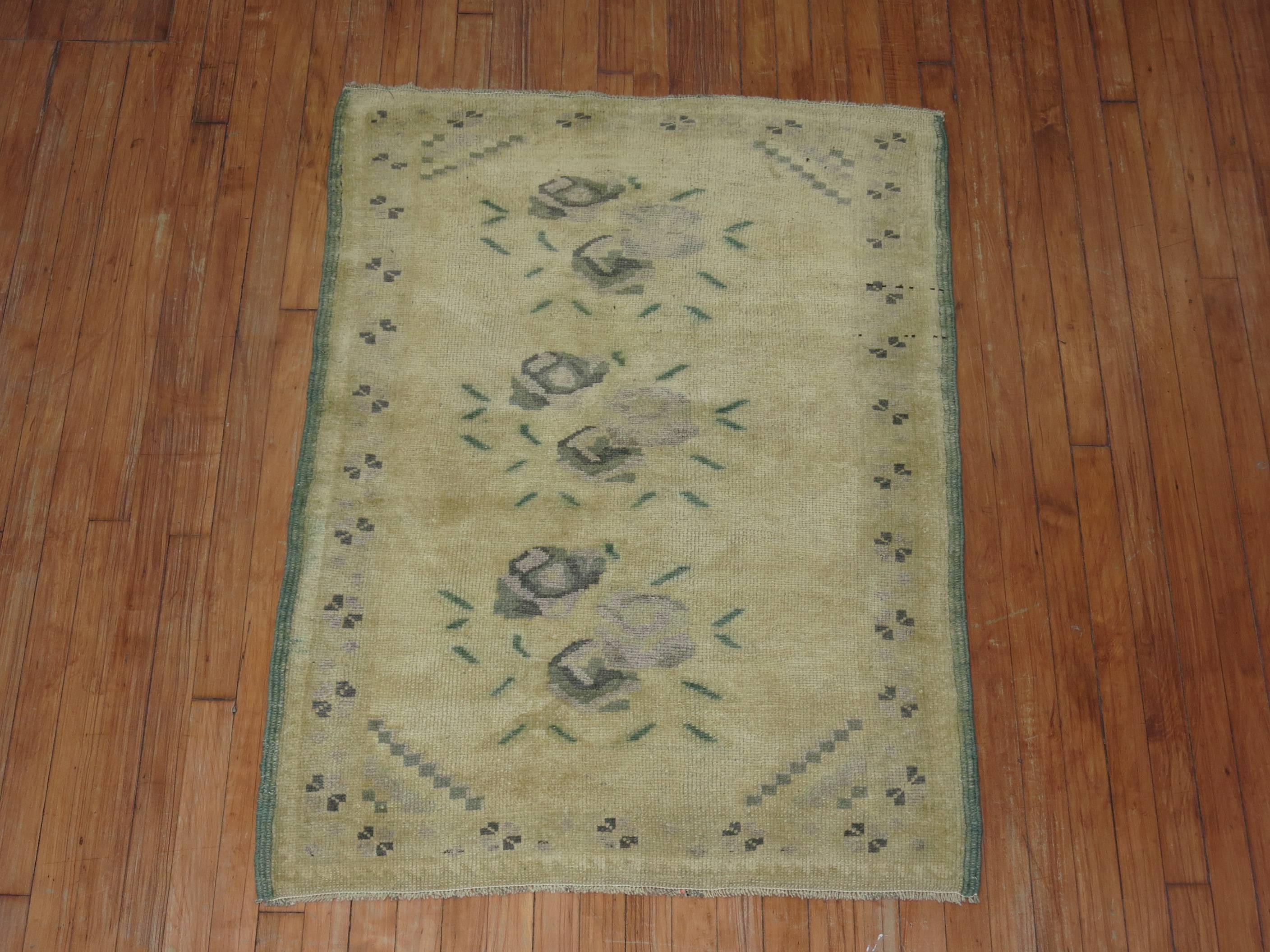 Hand-Knotted Scatter Turkish Floral Style Rug