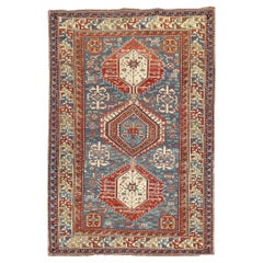 Antiker kaukasischer Shirvan-Teppich aus der Zabihi-Kollektion, Stammesblau, 19. Jahrhundert