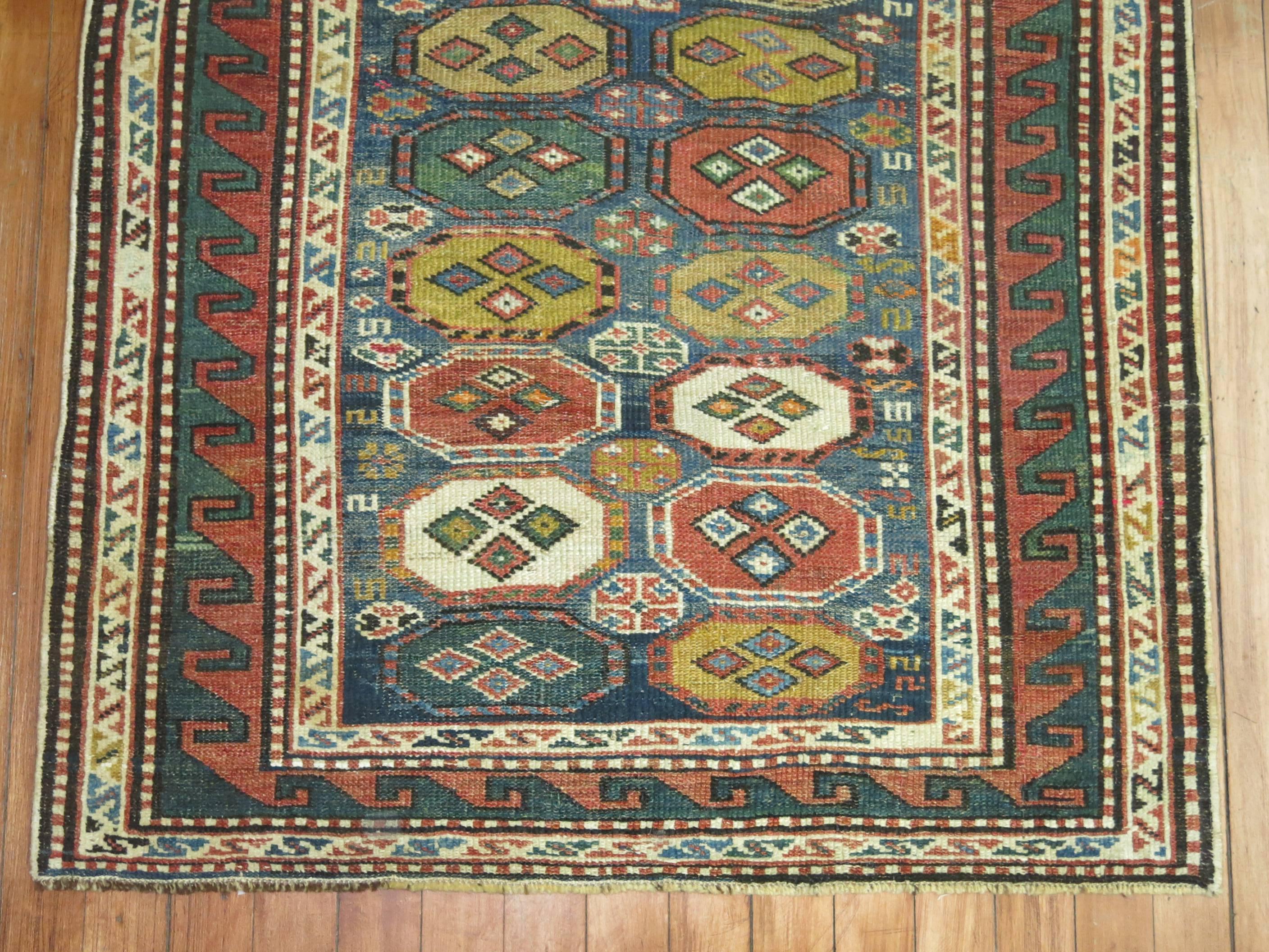 Classical Greek Antique Kazak Caucasian Rug