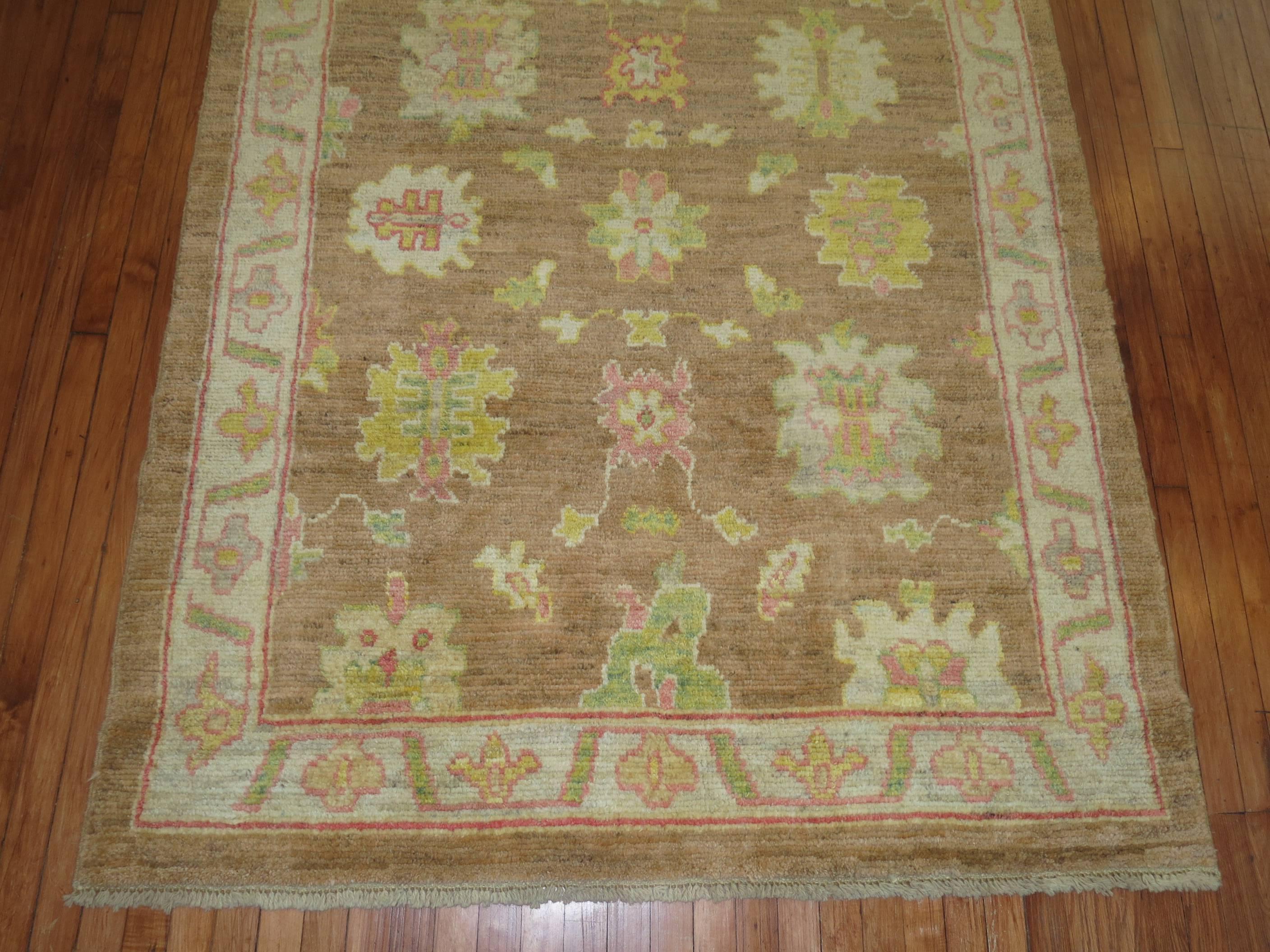 Bohemian Vintage Inspired Oushak Rug For Sale