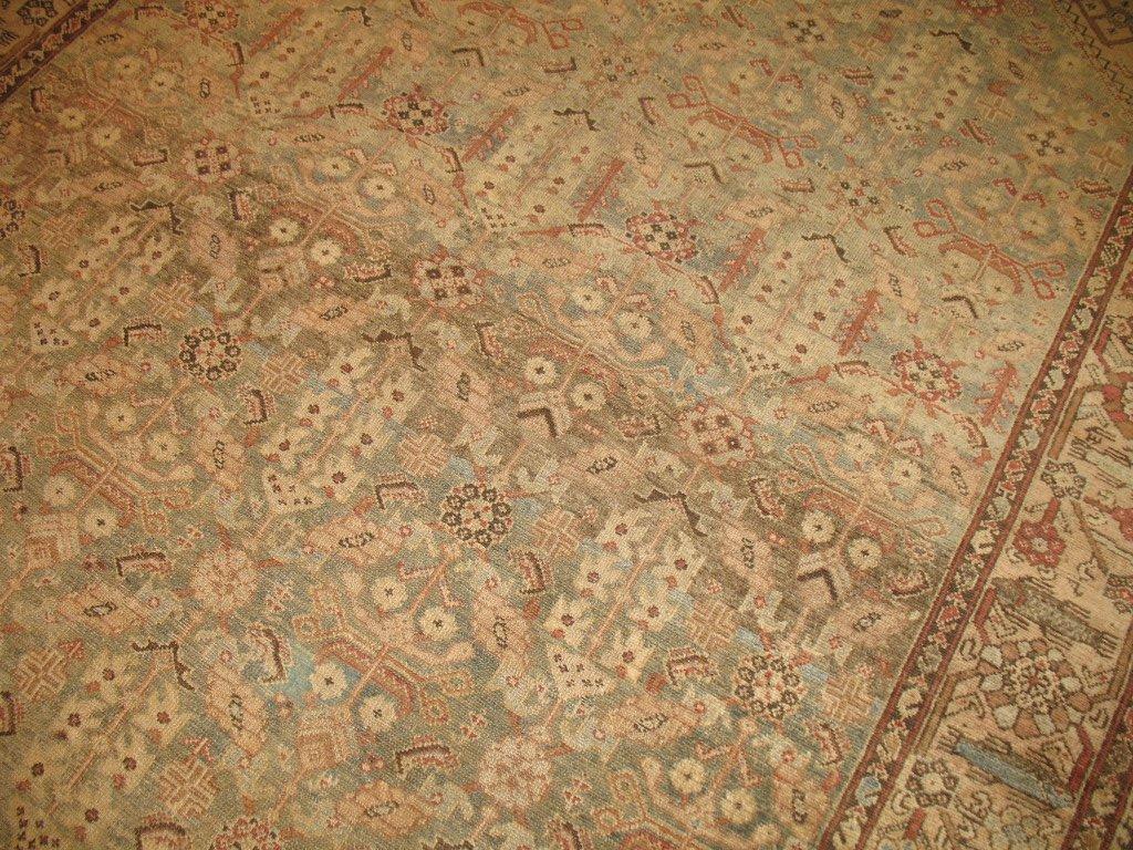Persian Antique Malayer Gallery Rug in Grays and Blues