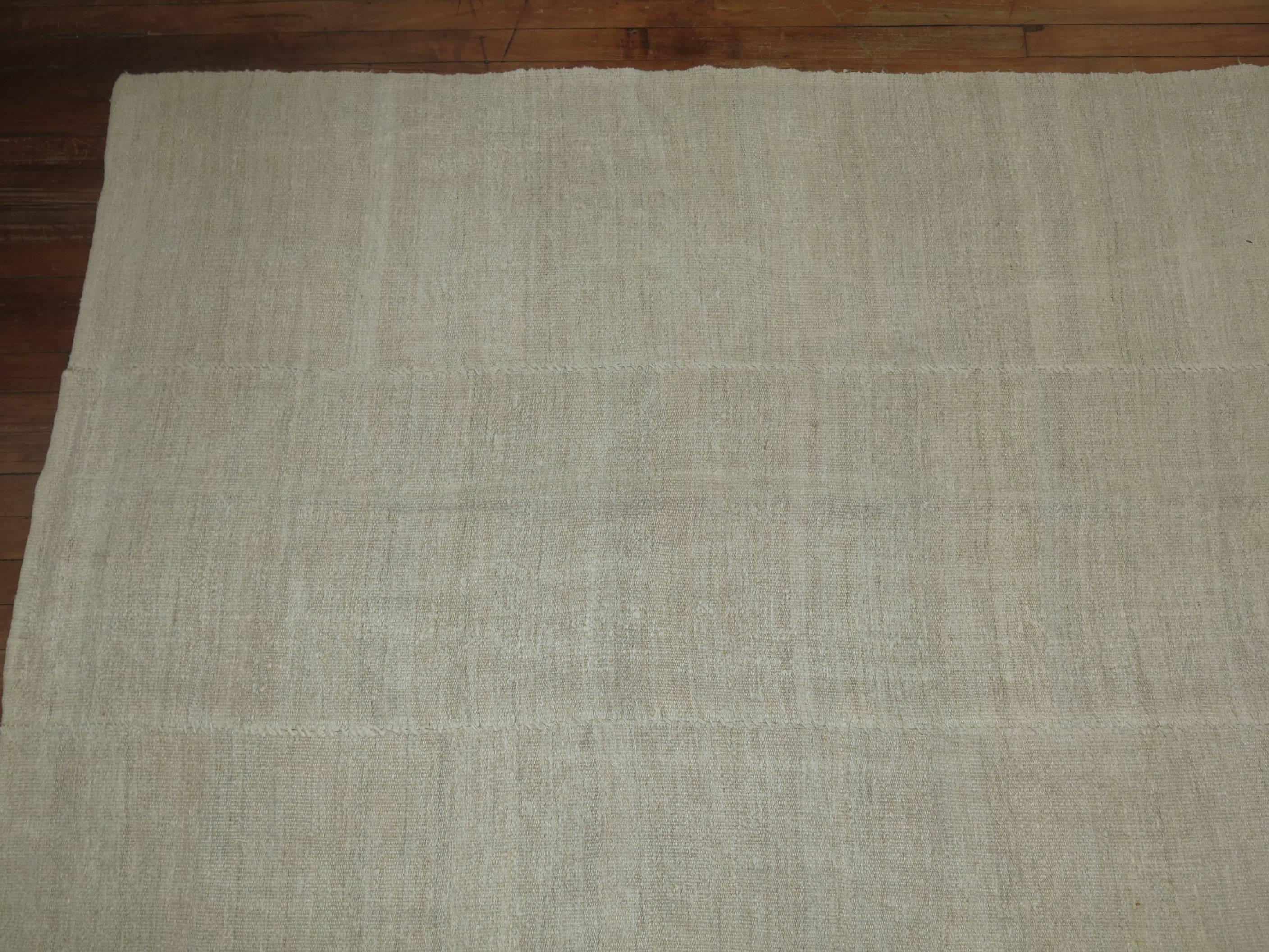 20th Century White Room Size Vintage Turkish Kilim For Sale