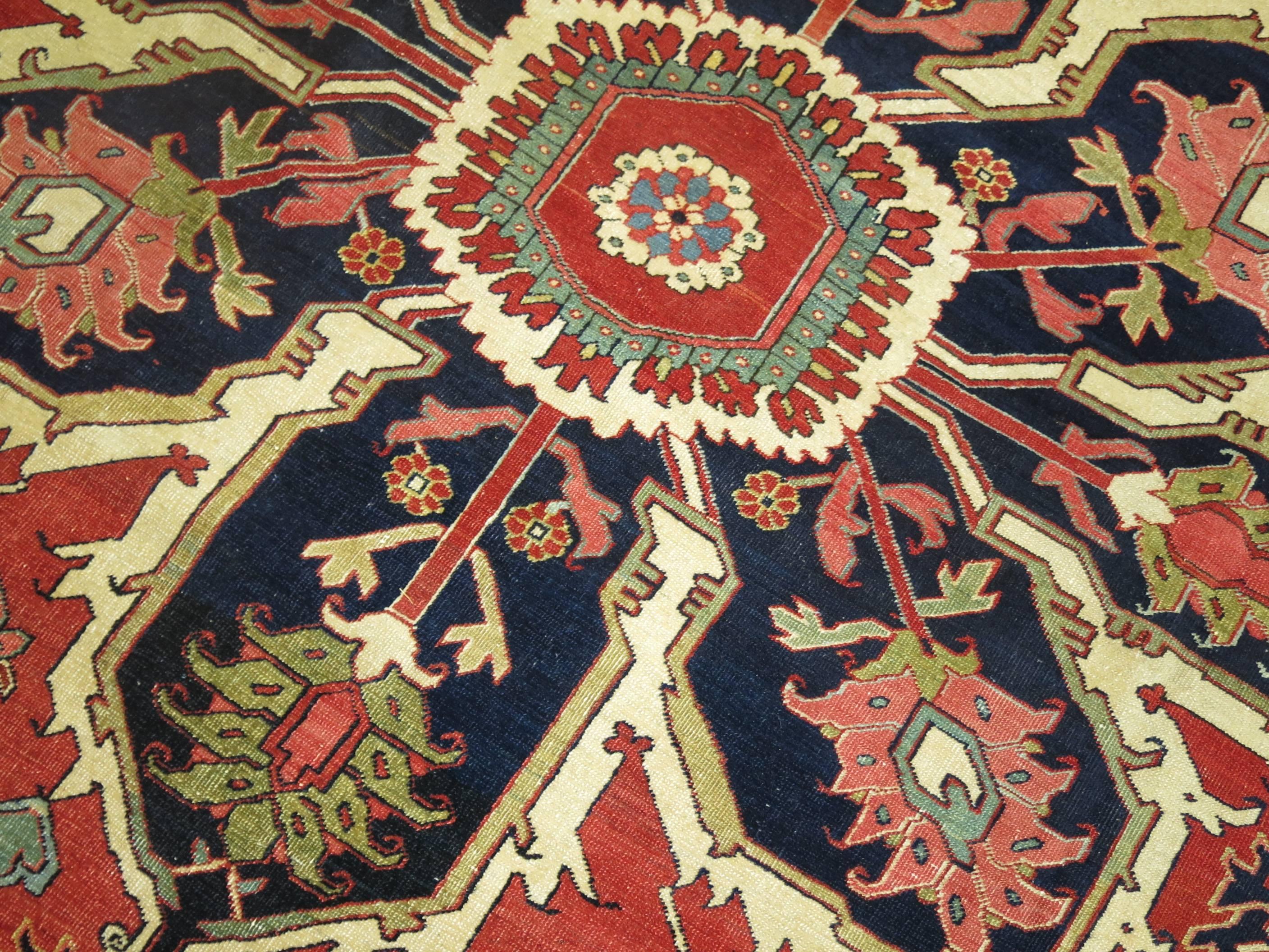 Bakshaish Spectacular Connoisseur Caliber Antique Persian Heriz Serapi Rug