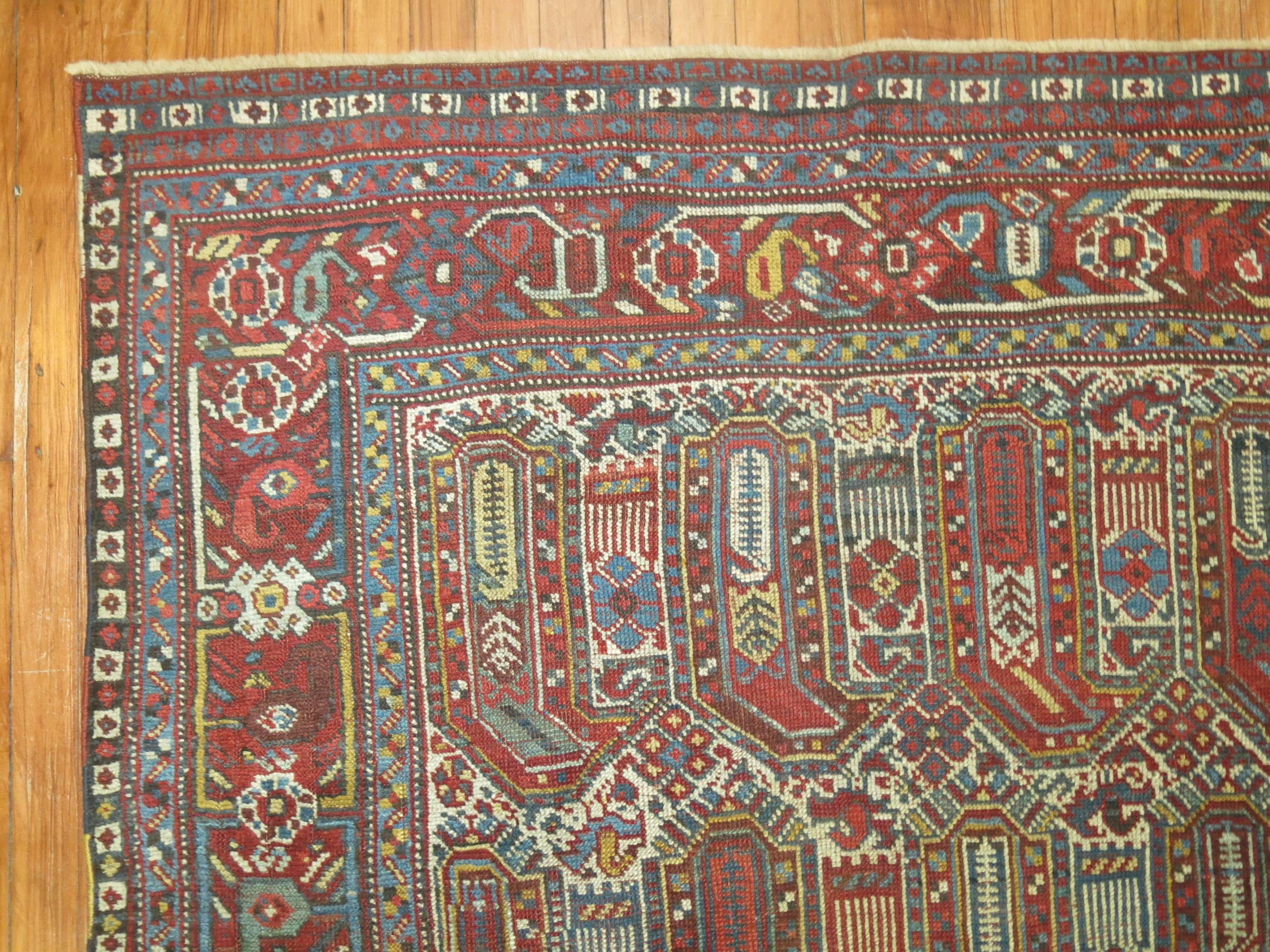 Persian Tribal Antique Shiraz Khamseh Rug For Sale