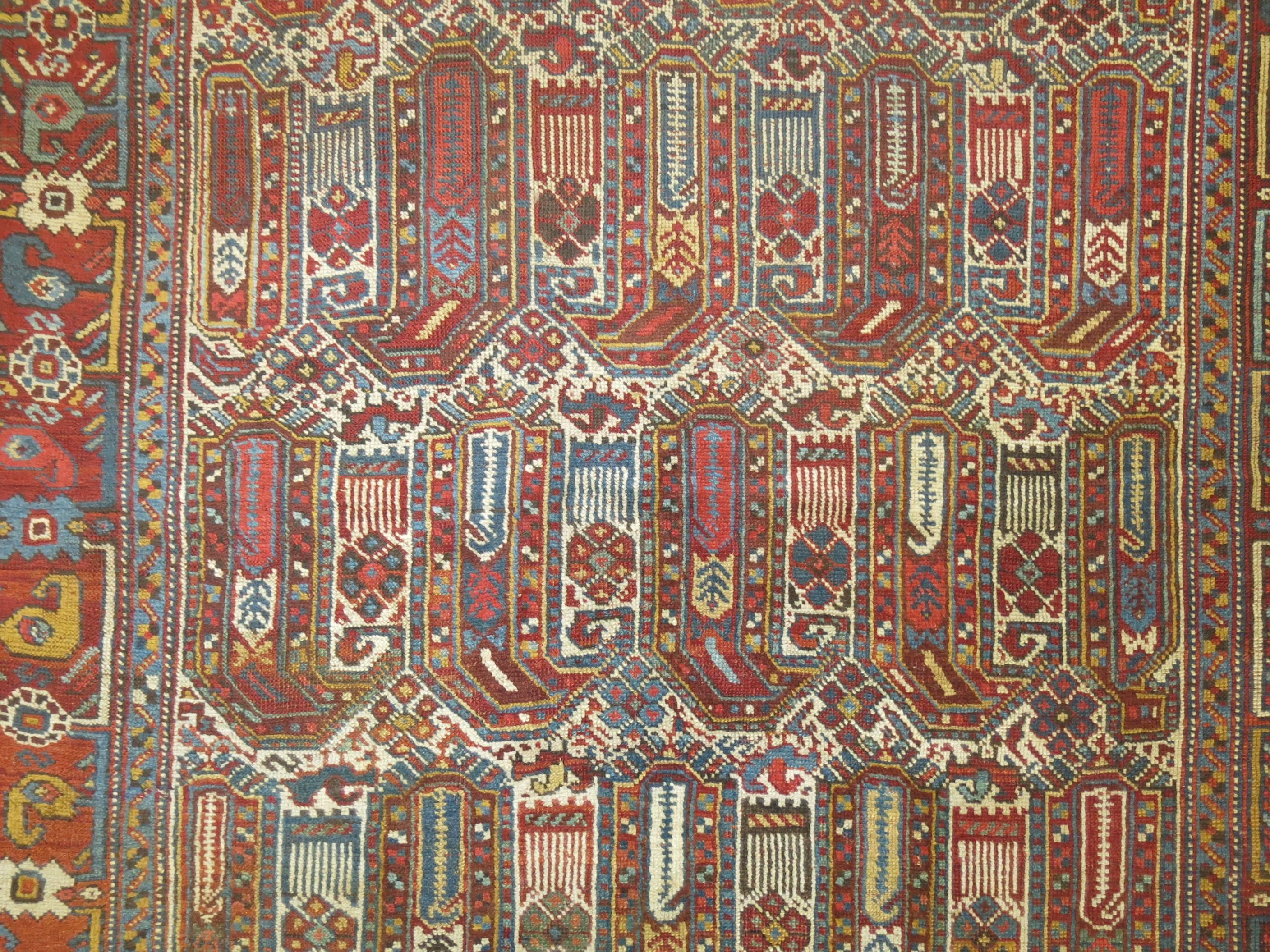 20th Century Tribal Antique Shiraz Khamseh Rug For Sale