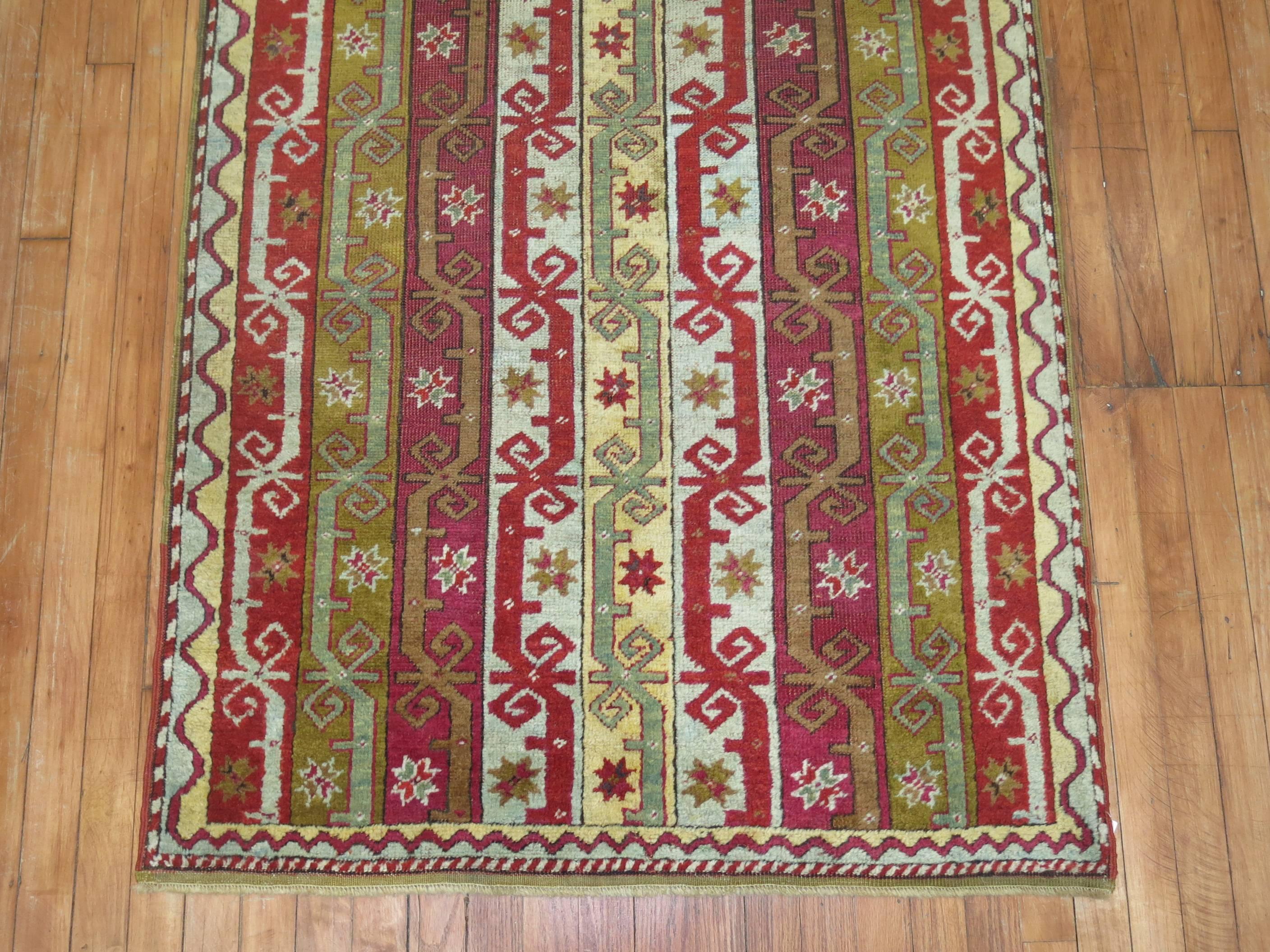 Antique Turkish Ghiordes Runner In Excellent Condition In New York, NY