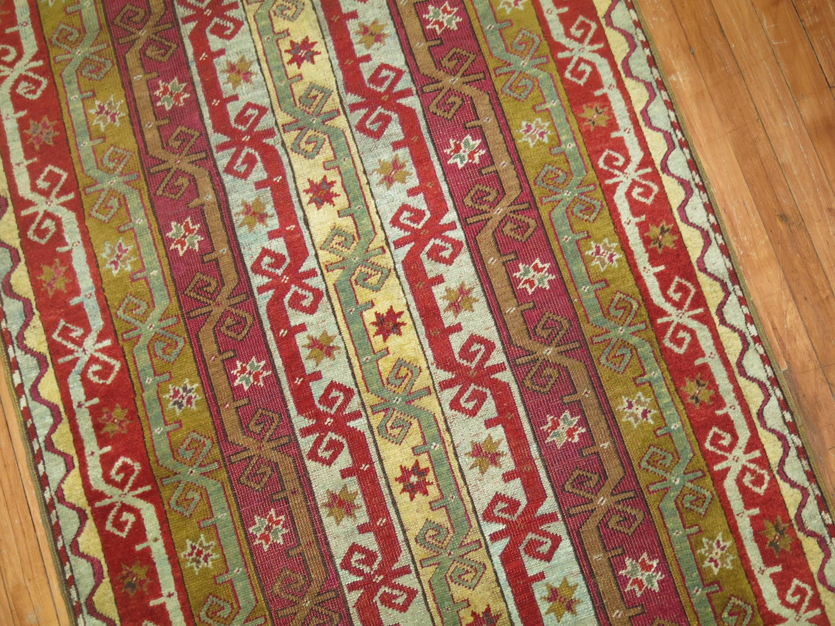 Wool Antique Turkish Ghiordes Runner