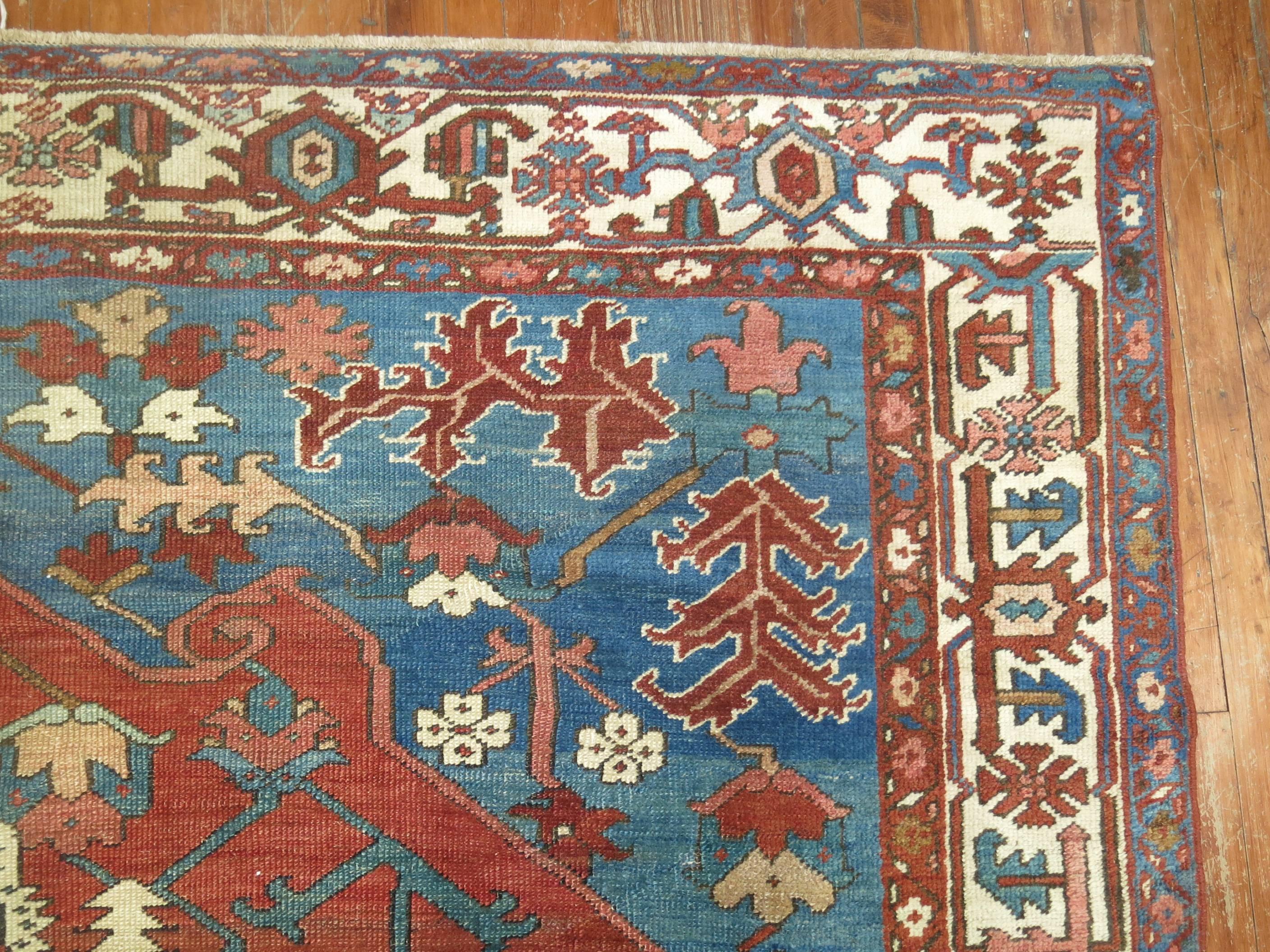 Wool Antique Persian Serapi Bakshaish Rug For Sale