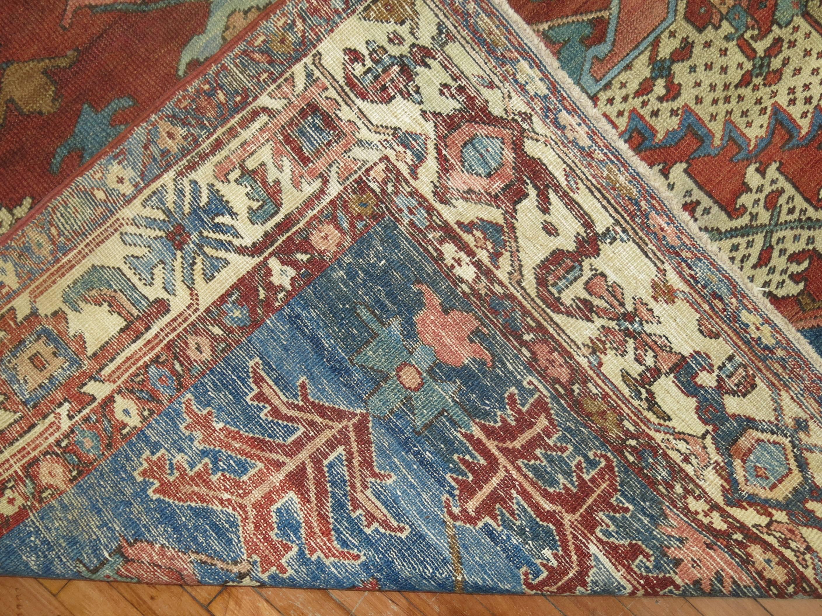 20th Century Antique Persian Serapi Bakshaish Rug For Sale
