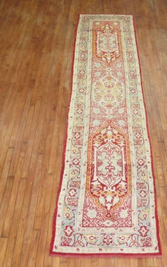 Zabihi Collection Pink Red Green Antique Turkish Oushak Runner