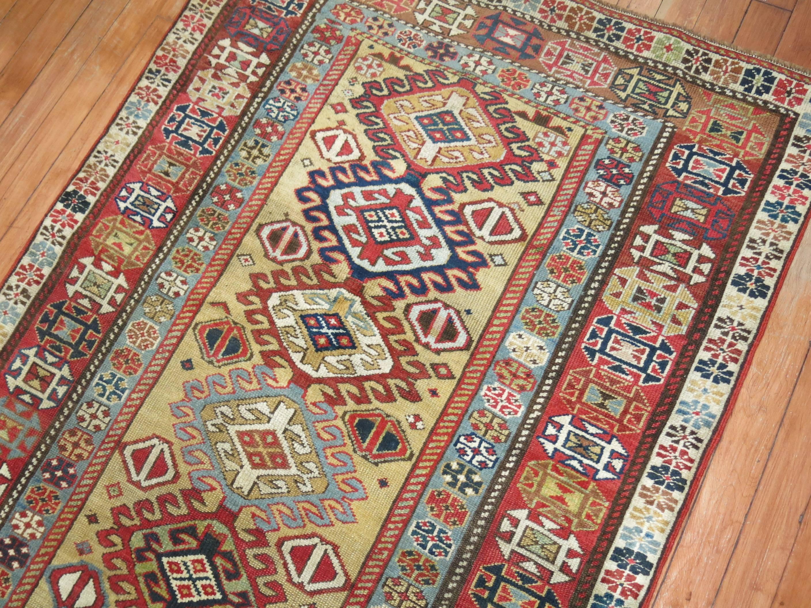 Antique Caucasian Runner In Good Condition For Sale In New York, NY
