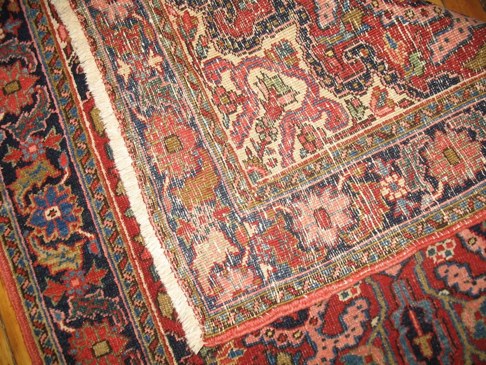 Hand-Woven Traditional Vintage Persian Heriz Scatter Rug