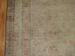 Shabby Chic Gray Khotan Gallery Size Wool Late 19th Century Carpet