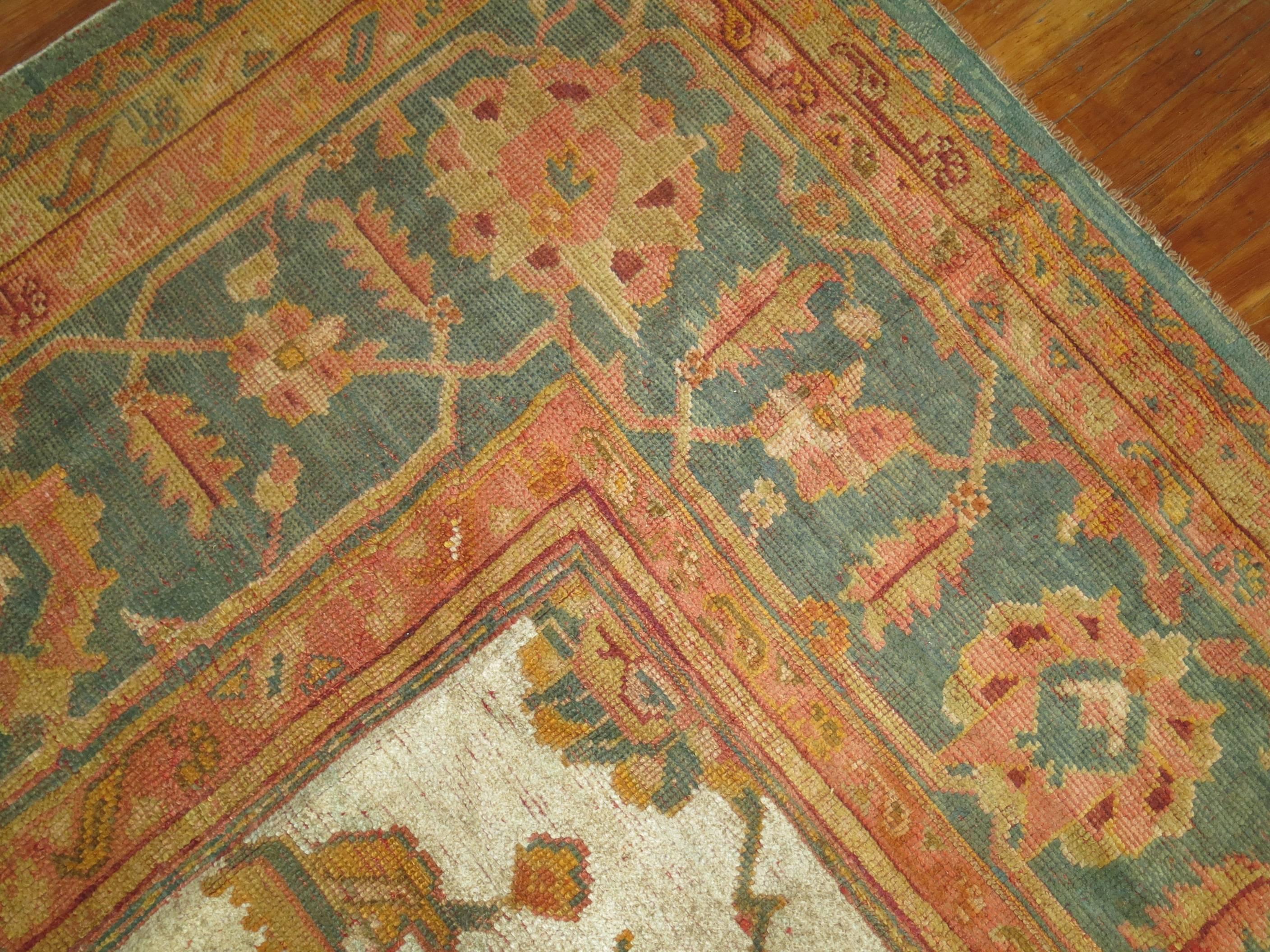 20th Century Zabihi Collection Antique Oversize Square Oushak Rug For Sale