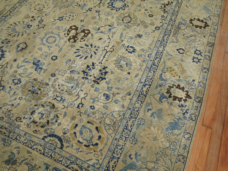 Antique Pictorial Tabriz Angel Border Rug For Sale at 1stdibs