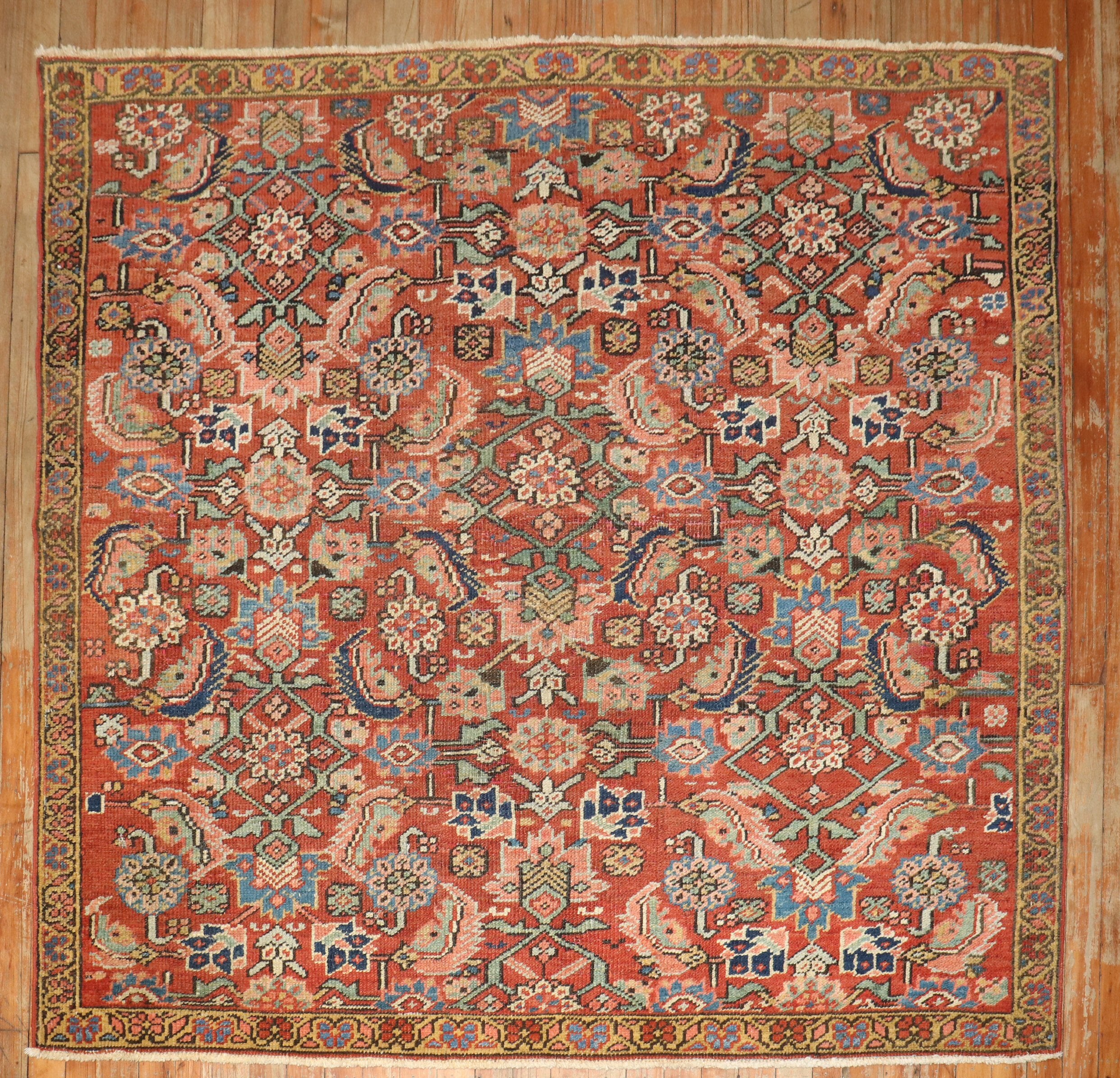 Zabihi Collection Antique Persian Heriz Square Rug