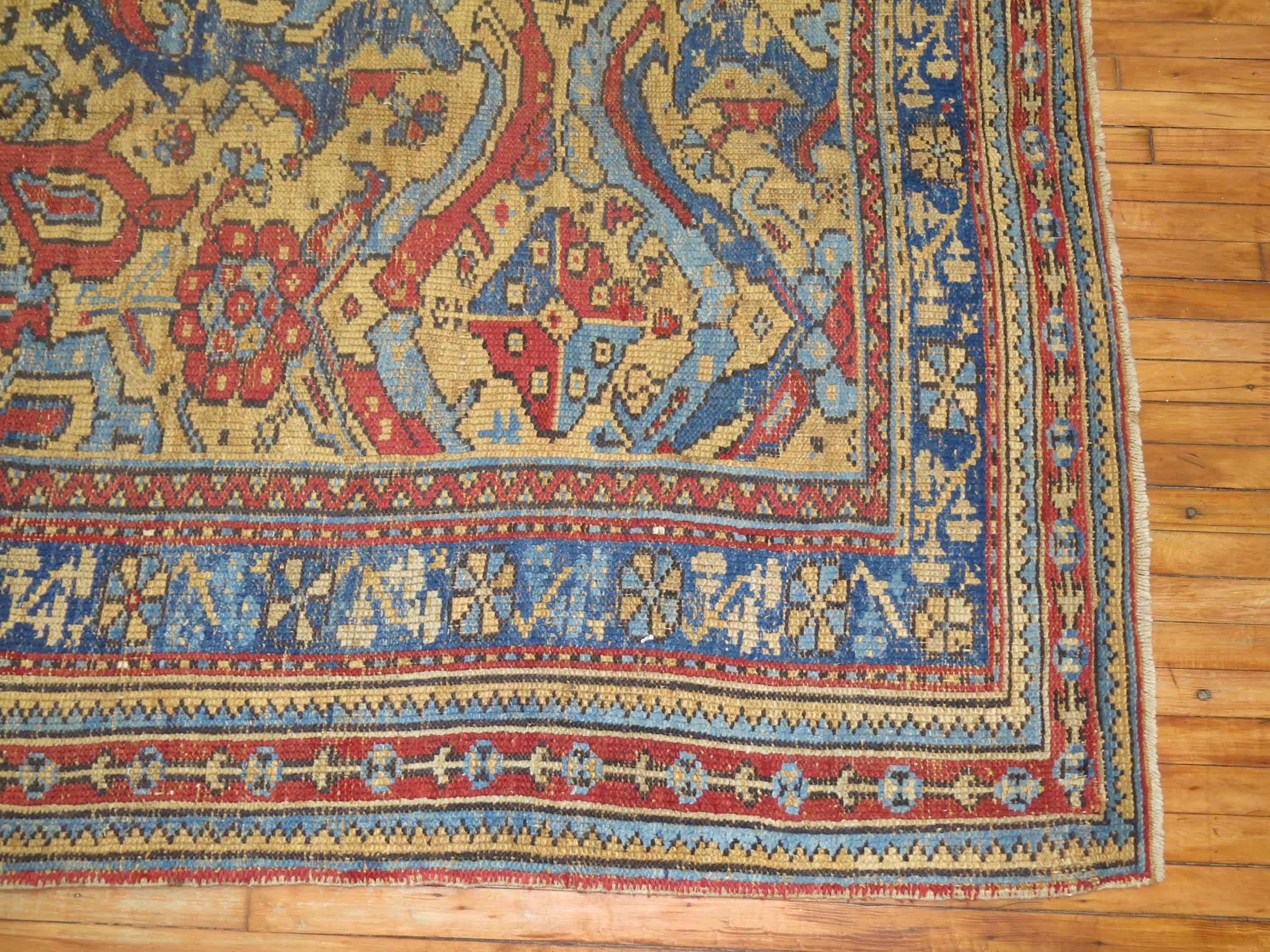 Antique Turkish Smyra Oushak Square Rug In Good Condition For Sale In New York, NY