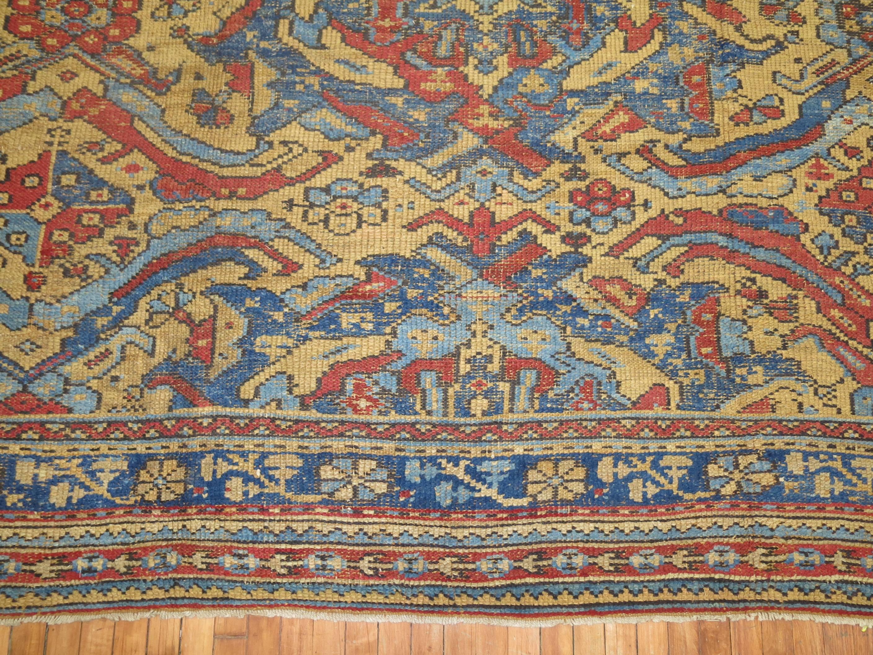 Wool Antique Turkish Smyra Oushak Square Rug For Sale