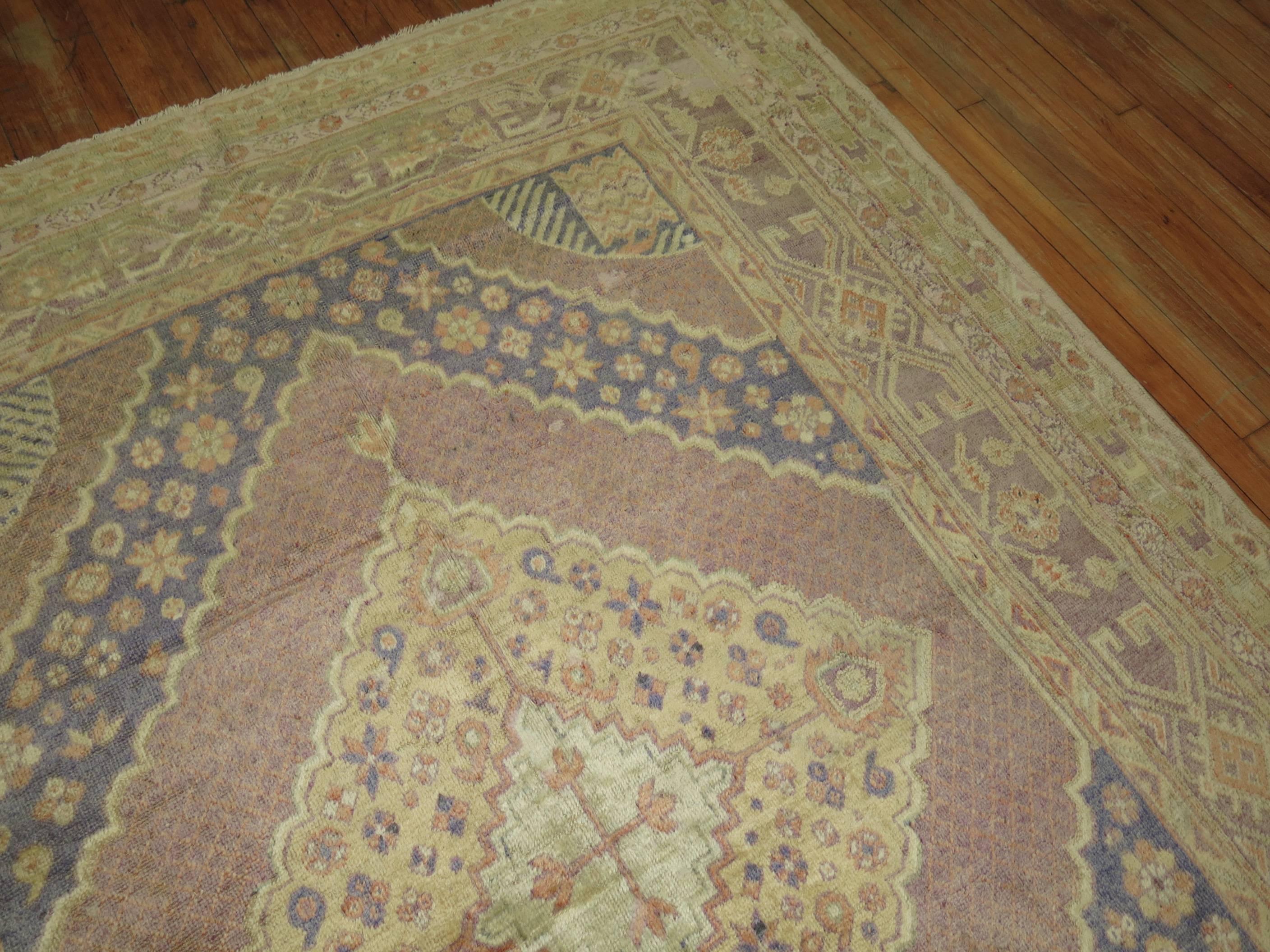 Khotan Lavender Vintage Samarkand Gallery Rug For Sale