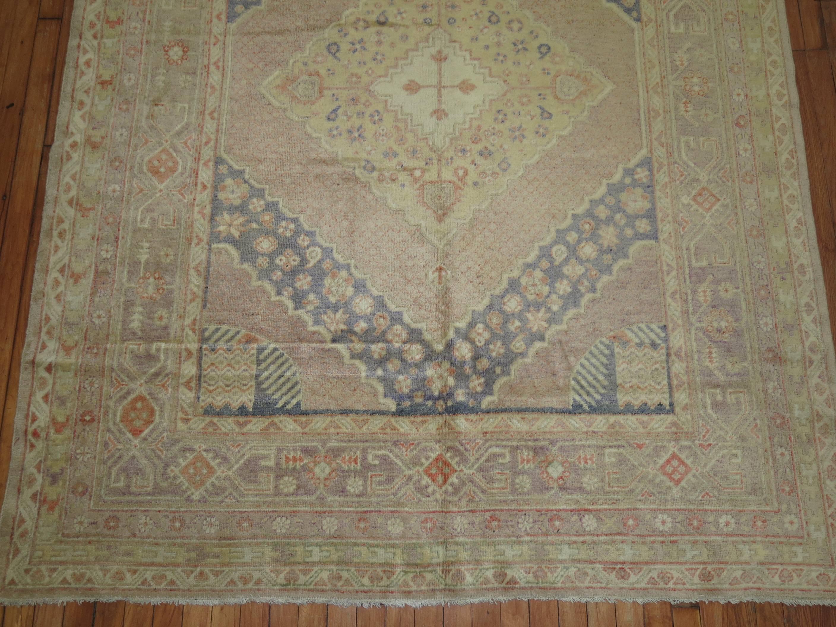 Vintage Samarkand Gallery Teppich in Lavendelfarben (Turkmenisch) im Angebot