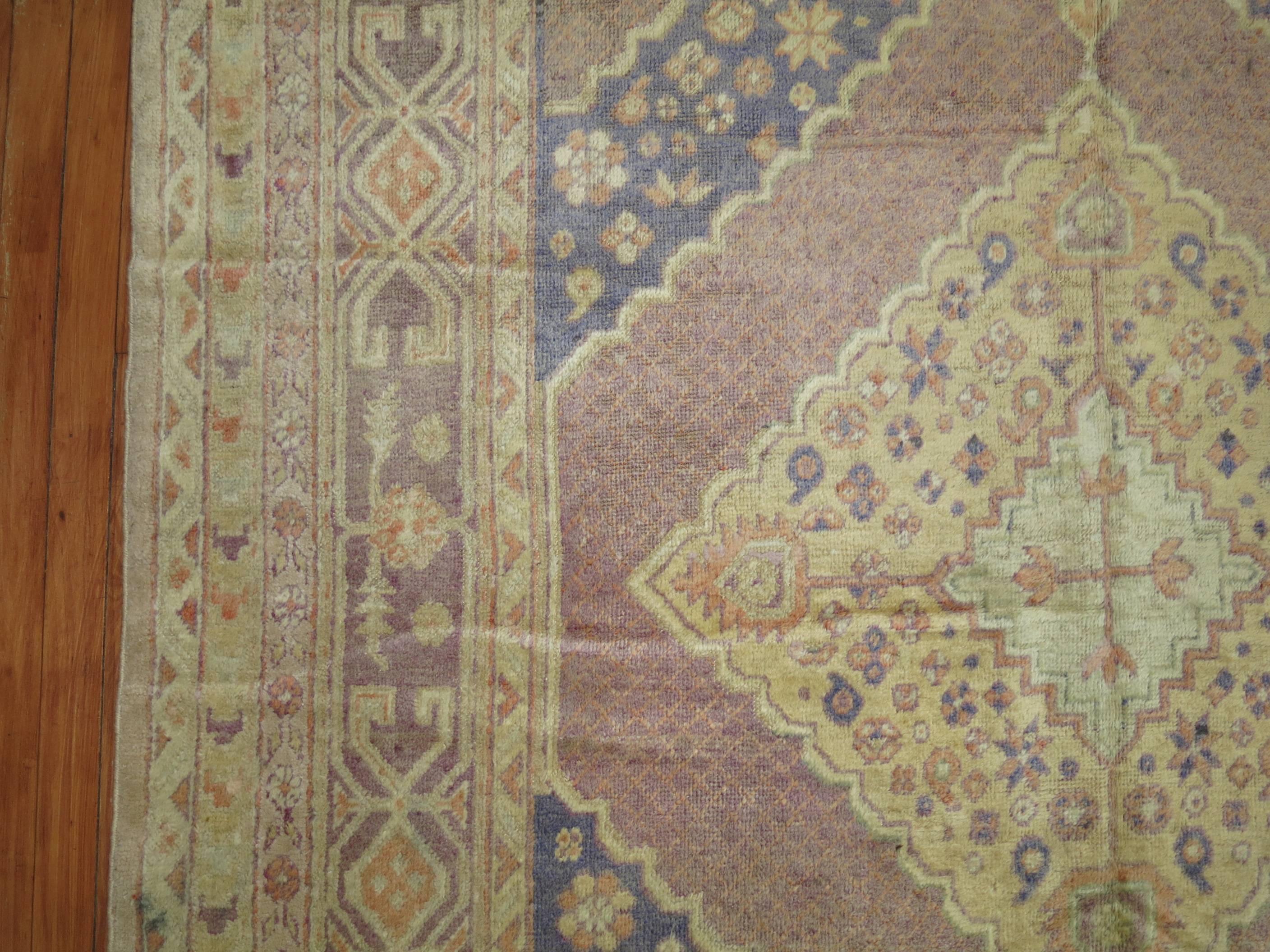 Lavender Vintage Samarkand Gallery Rug In Good Condition For Sale In New York, NY