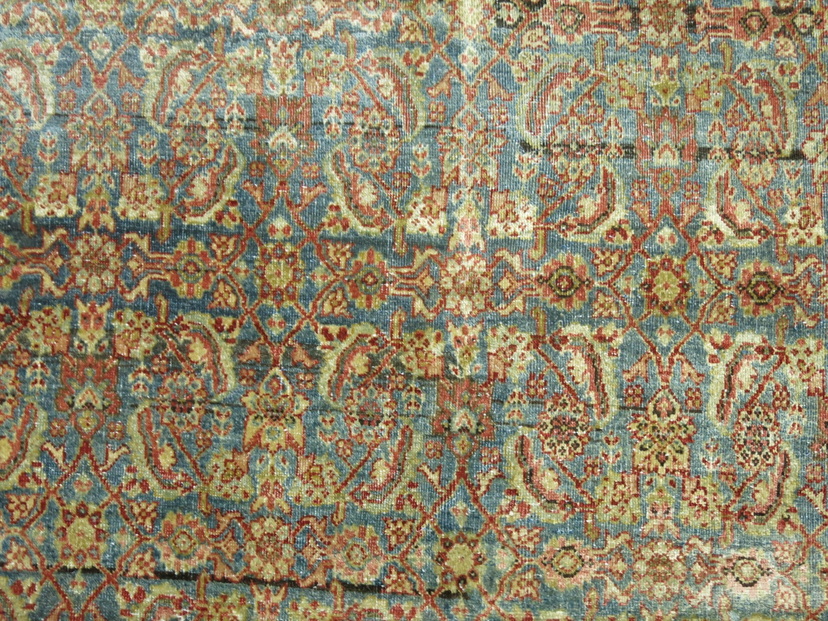 Hand-Woven Elegant Antique Persian Mahal Rug