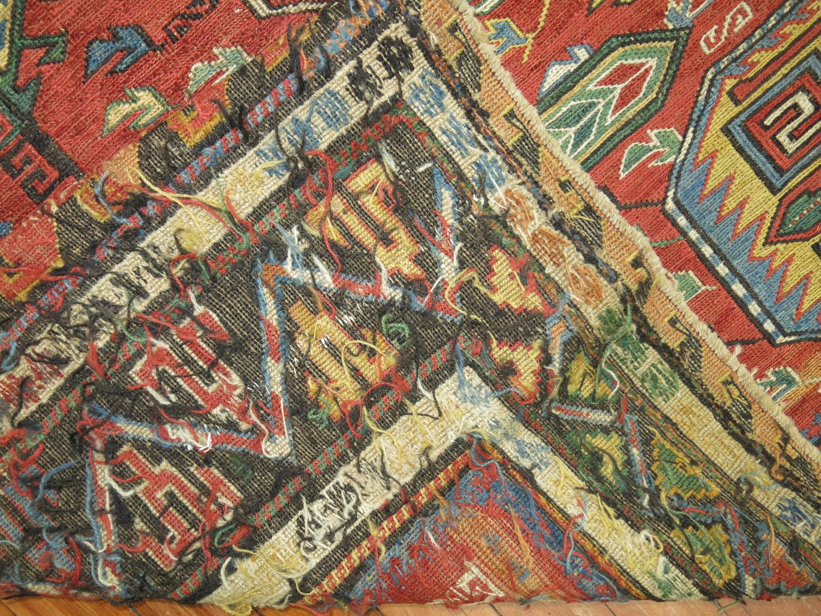 Roomsize Antique Soumak Caucasian Rug In Excellent Condition For Sale In New York, NY