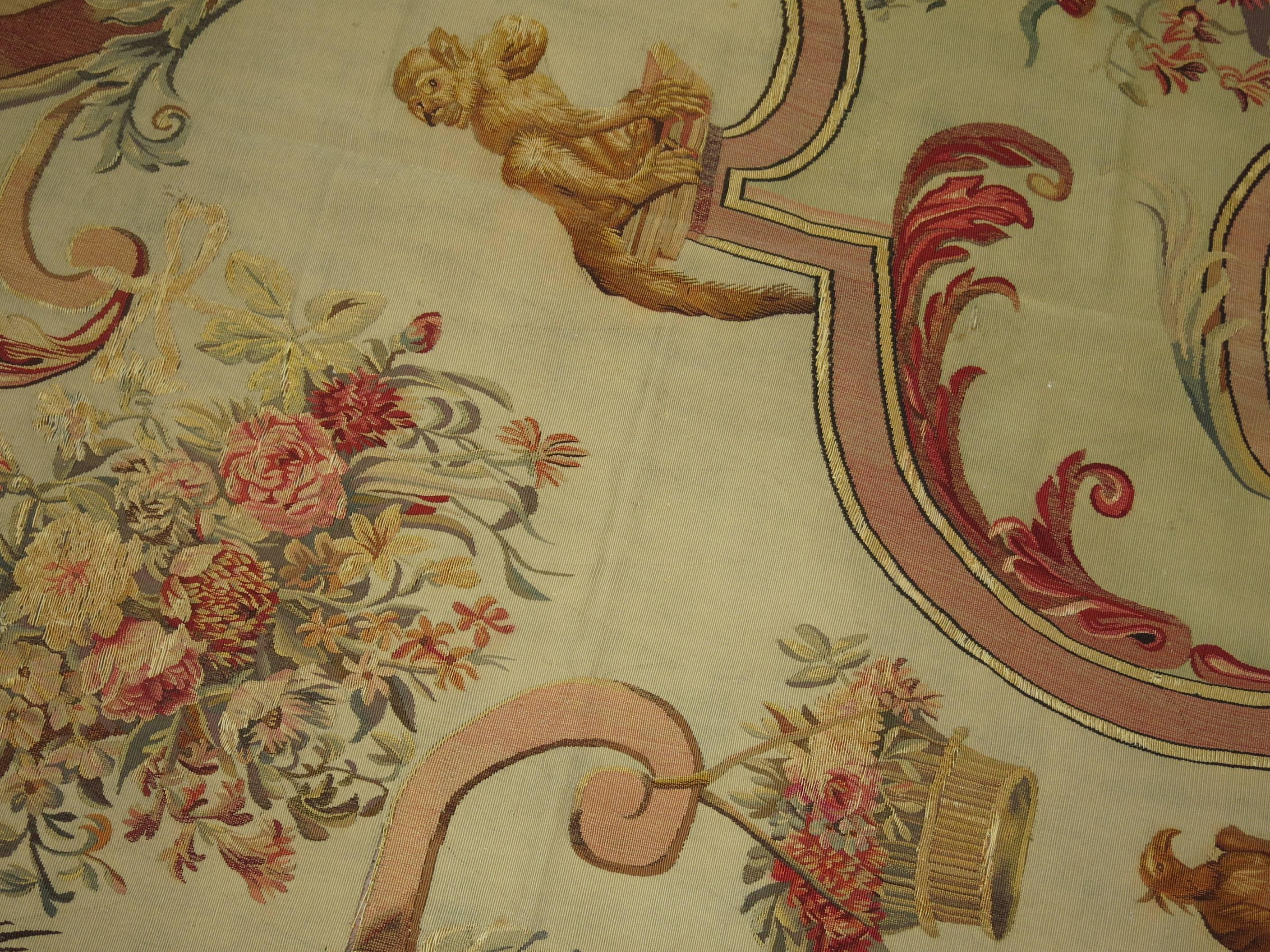 Wool 19th Century European Pictorial Animal Figure Aubusson Tapestry