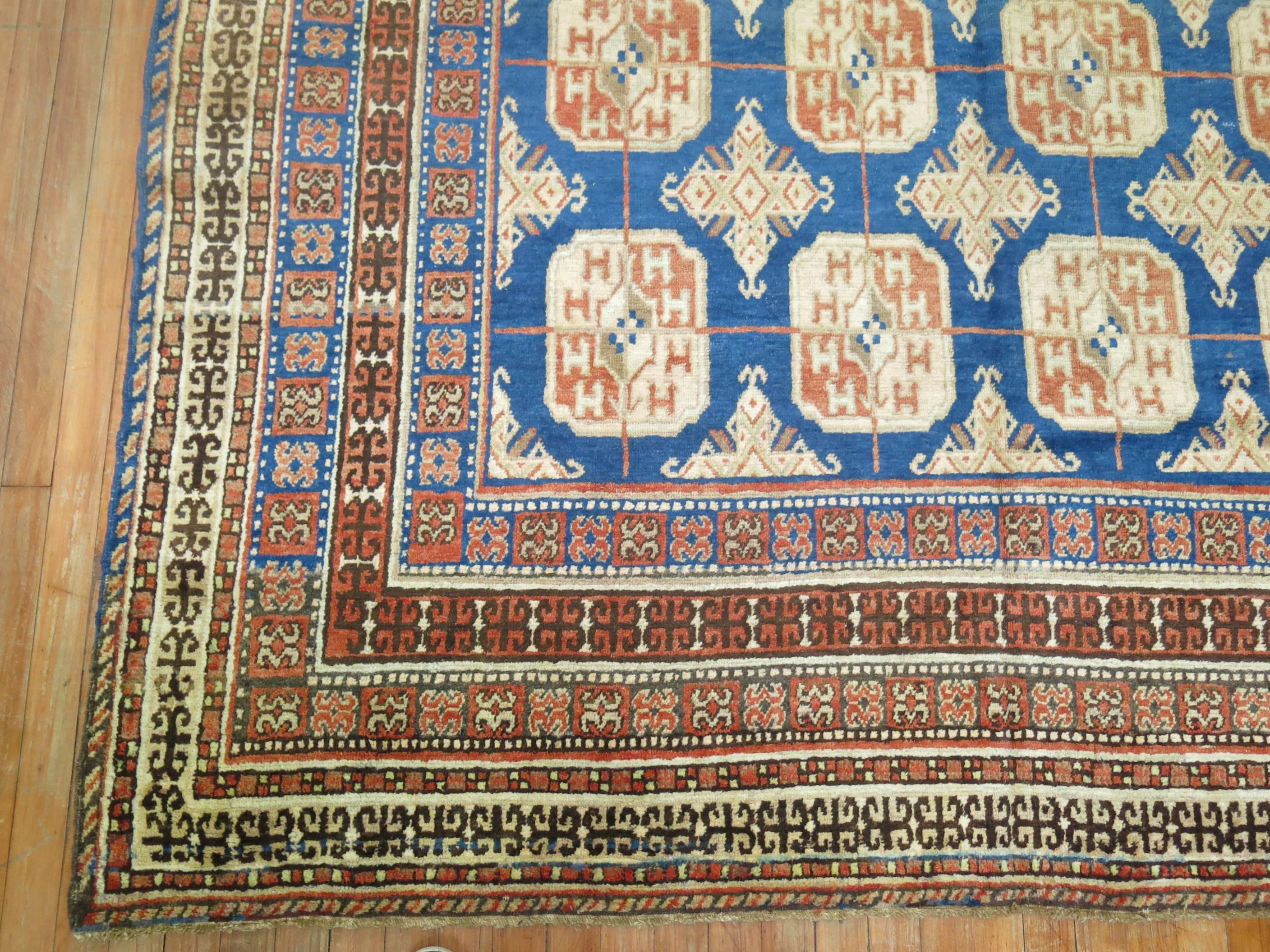 East Turkestani Blue Antique Khotan Gallery Rug