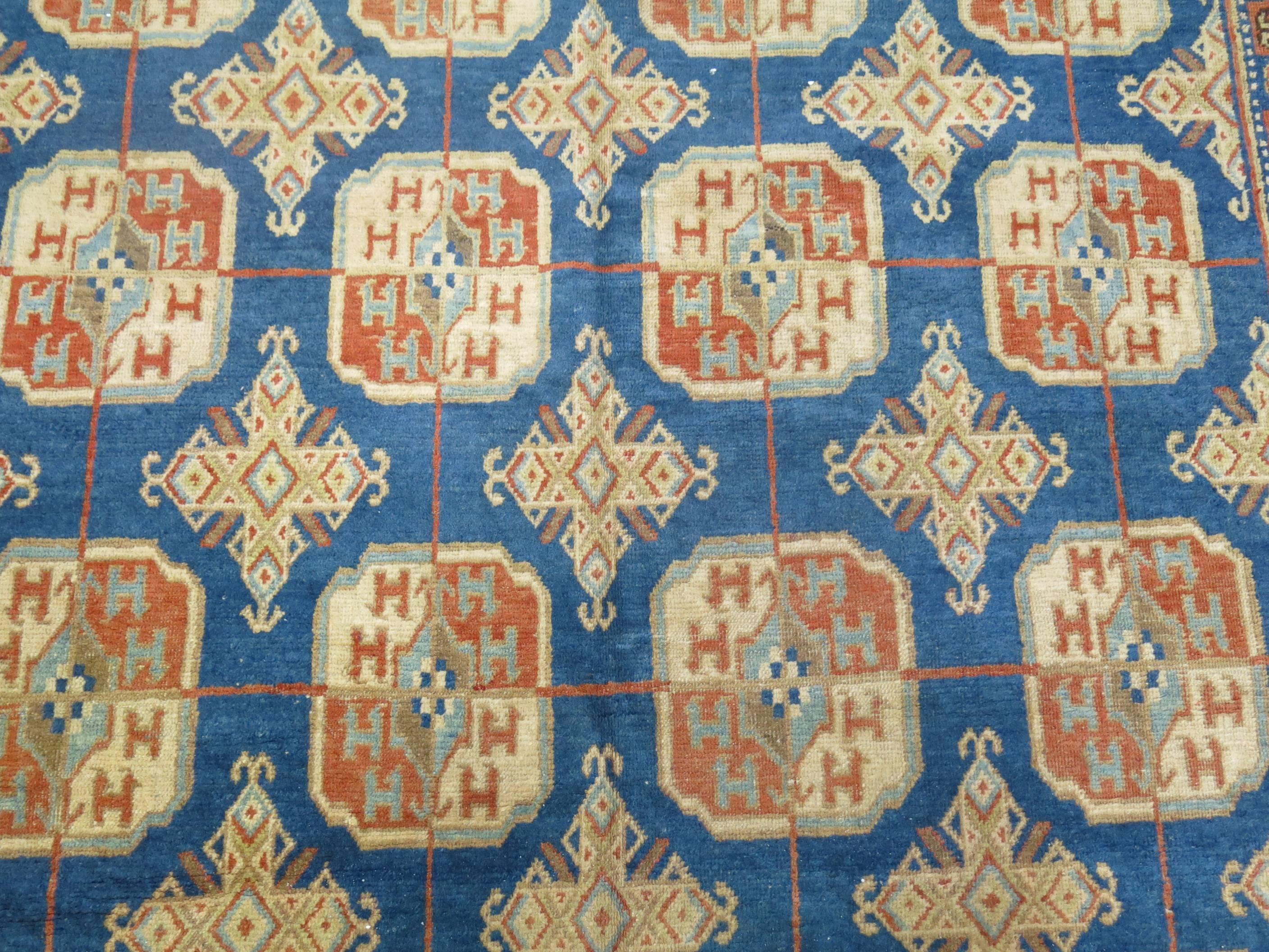 Blue Antique Khotan Gallery Rug In Good Condition In New York, NY