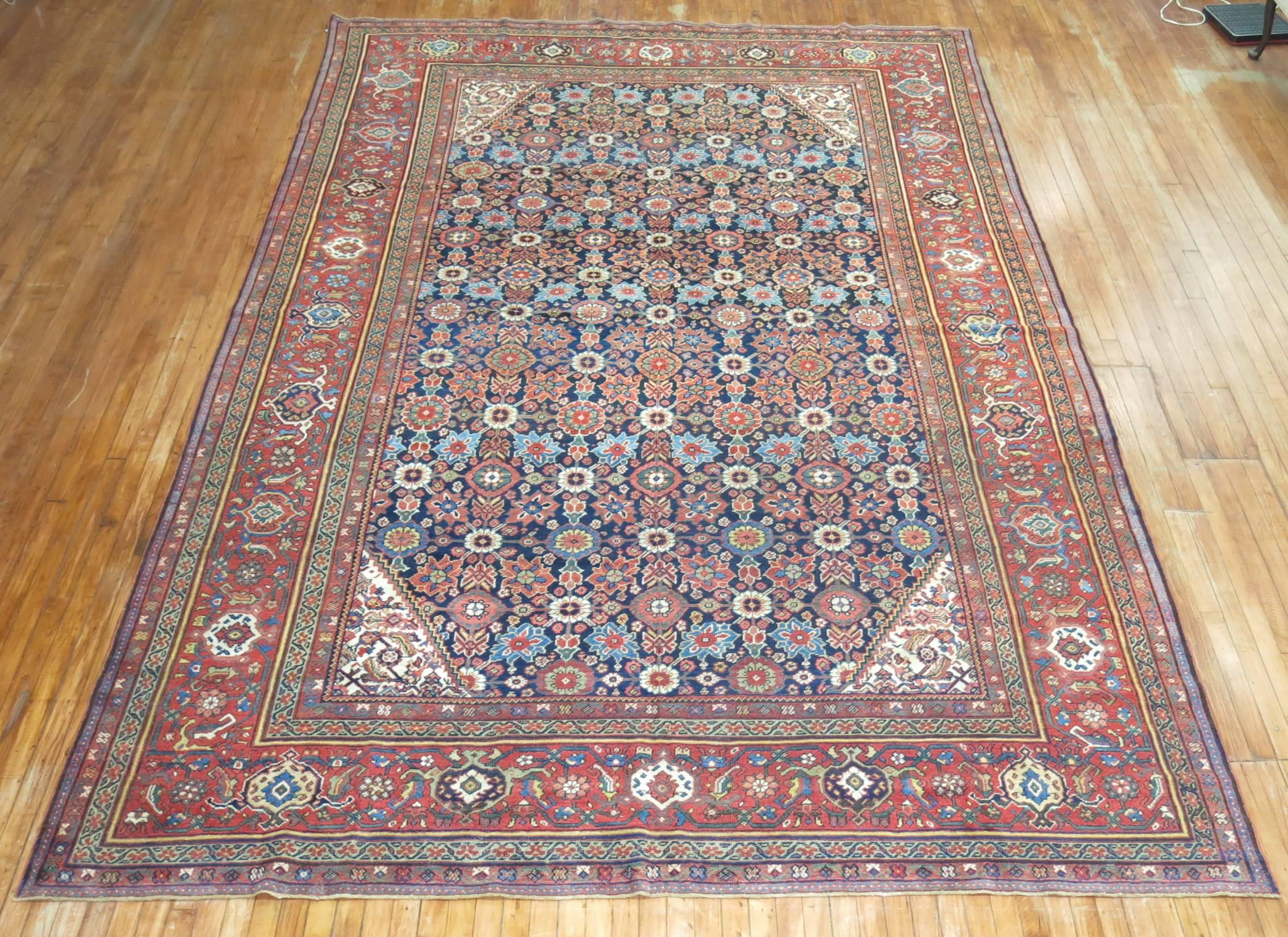 Wool Antique Persian Mahal Rug For Sale