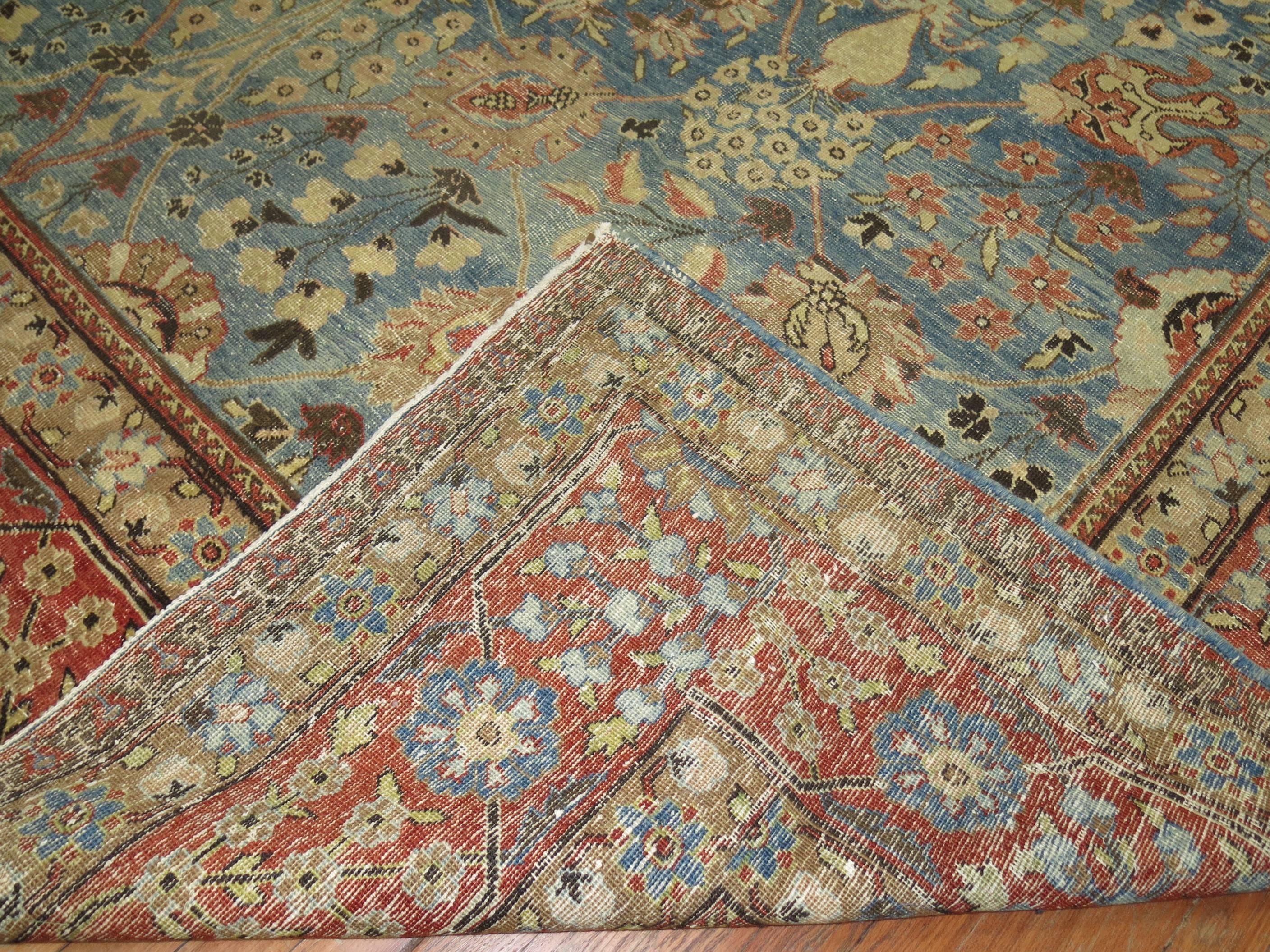 Wool Classic Blue Antique Persian Tabriz Rug