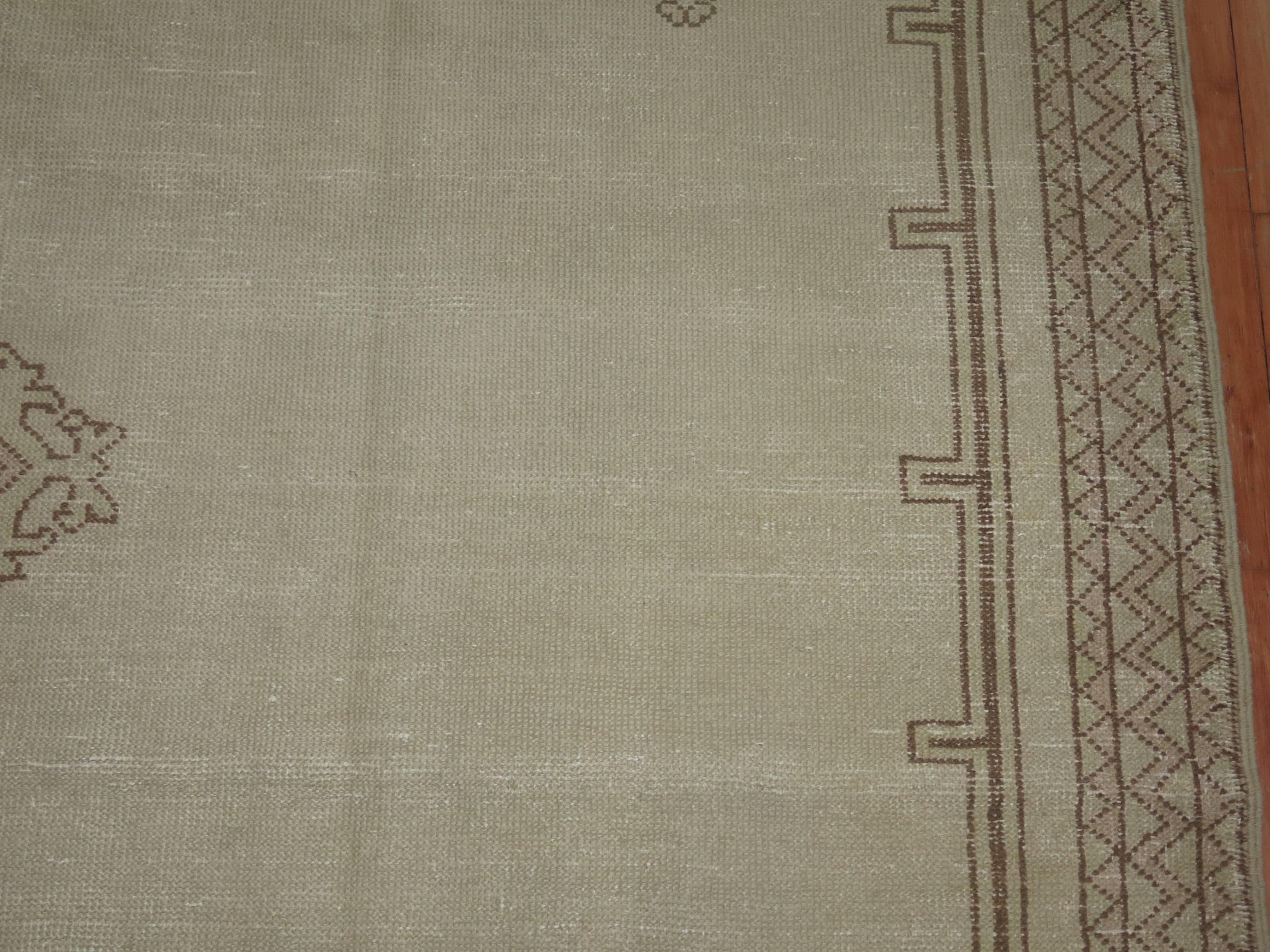 Moroccan Large Khaki Brown Blush 20th Century Wool Rug 4