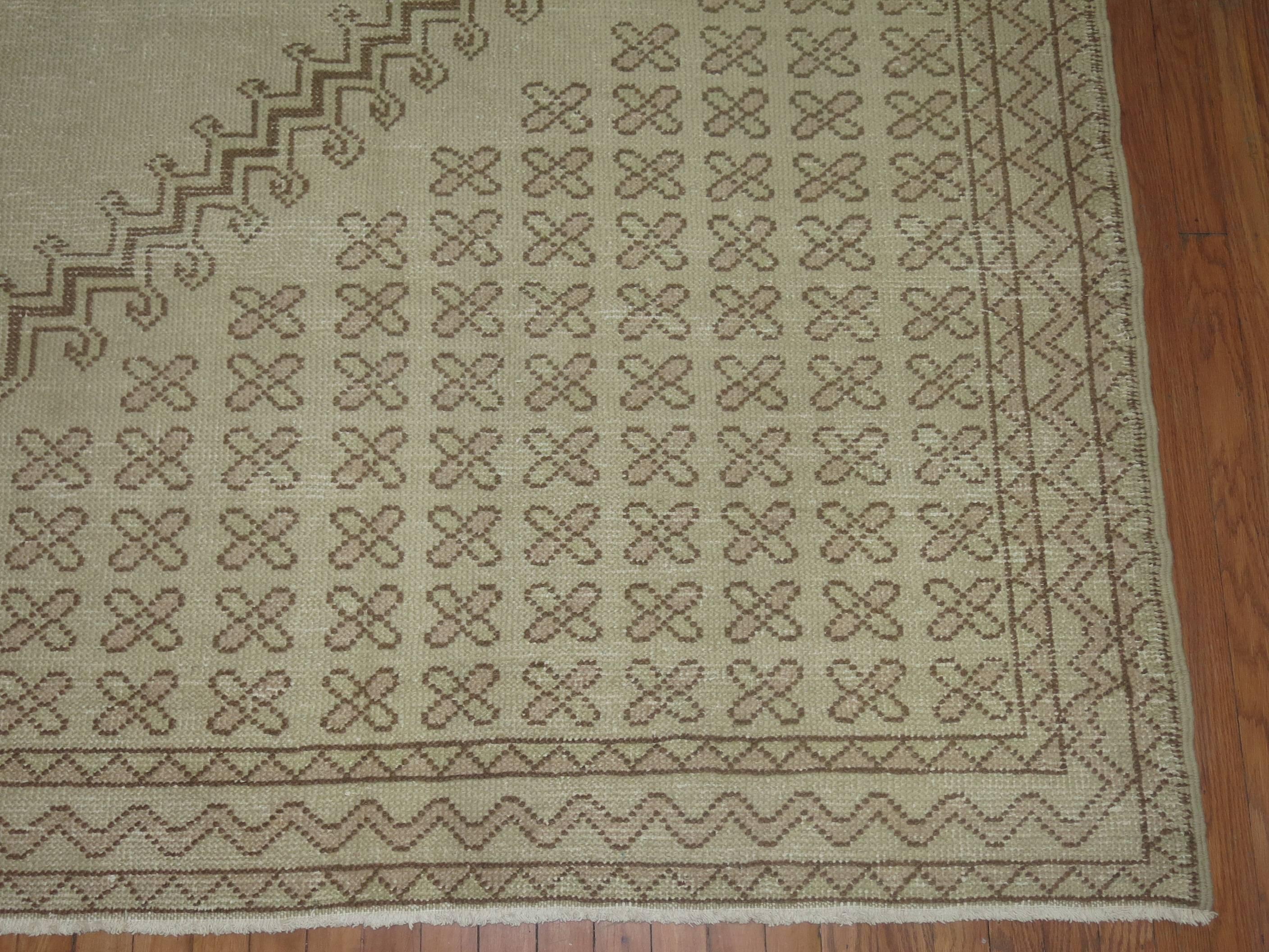 Moroccan Large Khaki Brown Blush 20th Century Wool Rug 3