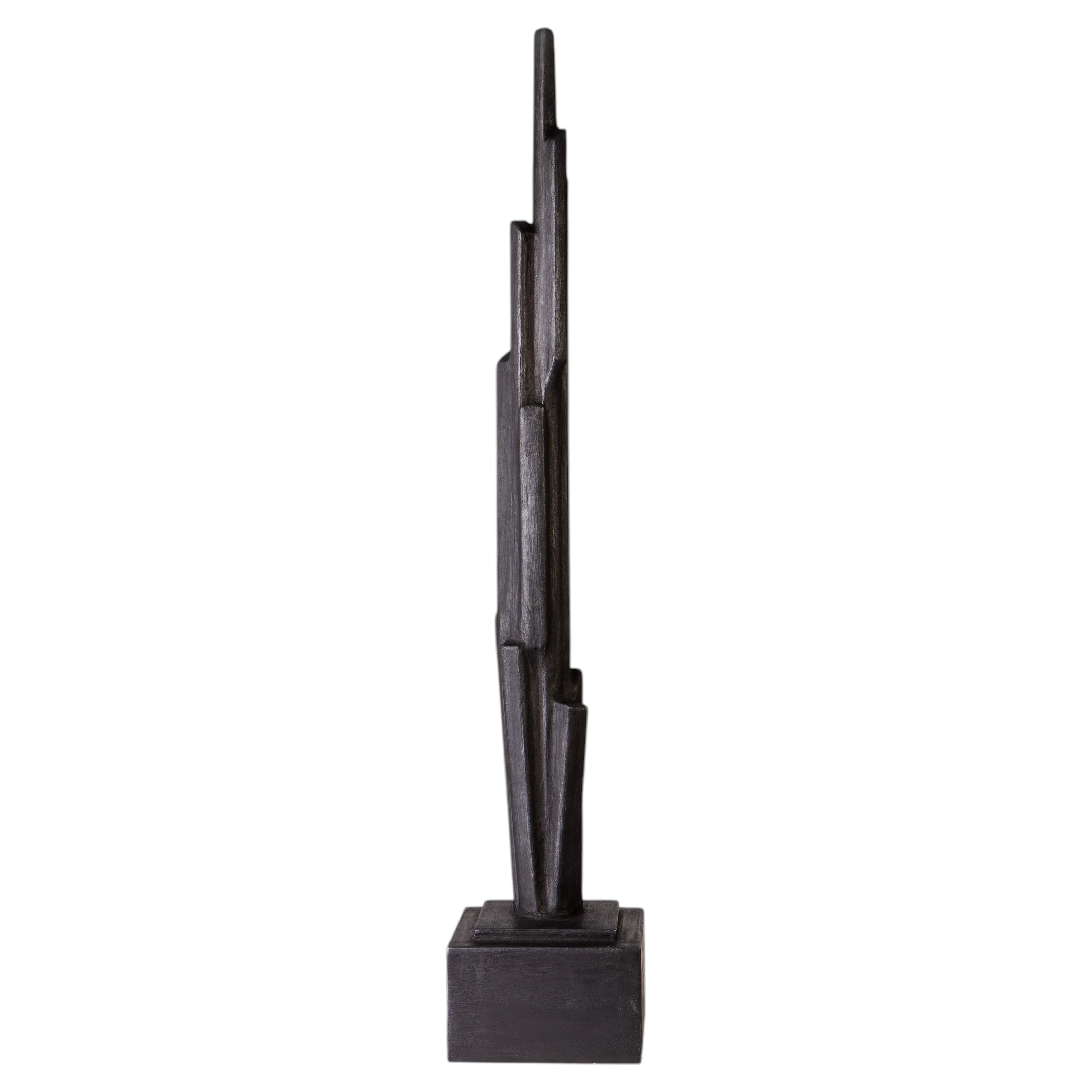 Contemporary Geometric Linea Sculpture by Benediko, Black Plaster For Sale
