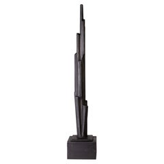 Contemporary Geometric Linea Sculpture by Benediko, Black Plaster