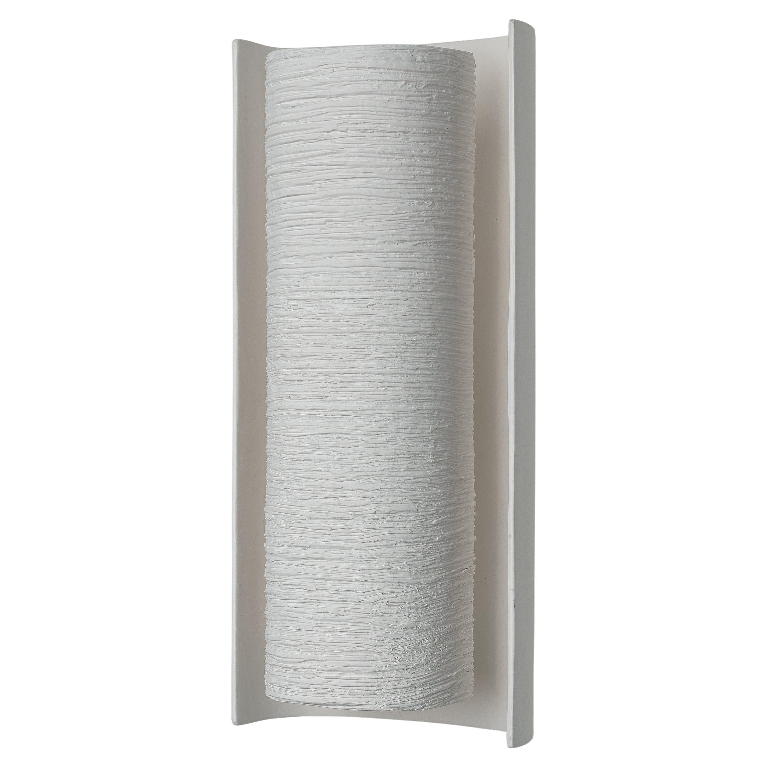 Contemporary “Galba II” Wall Sconce, White Plaster, Handmade by Benediko