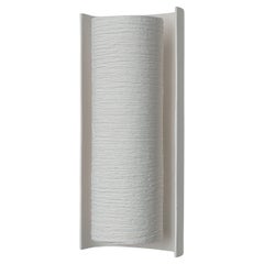 Large “Galba II” Wall Sconce in White Plaster with Linear Relief Finish