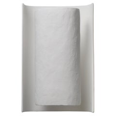 Contemporary “Galba III” Wall Sconce in White Plaster with Knifed Finish